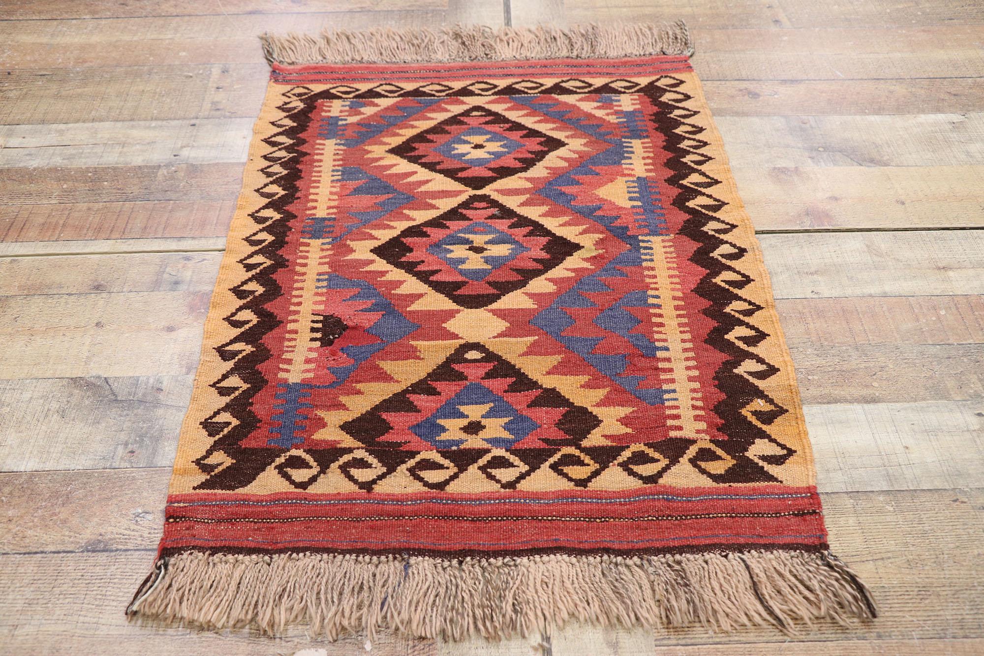 Afghanischer Maimana-Kelim-Teppich im modernen Stammesstil, Vintage im Angebot 1