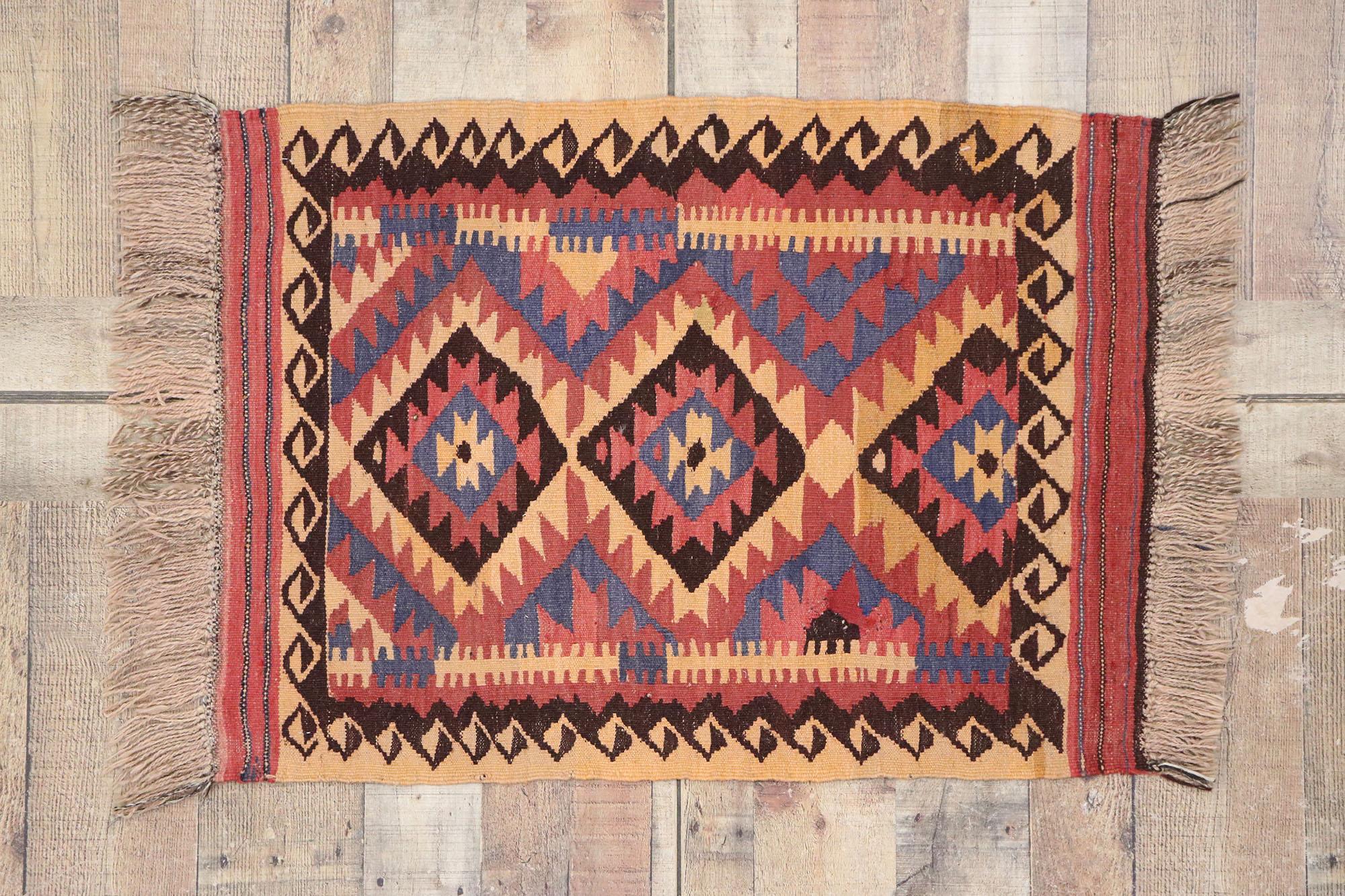 Afghanischer Maimana-Kelim-Teppich im modernen Stammesstil, Vintage im Angebot 2