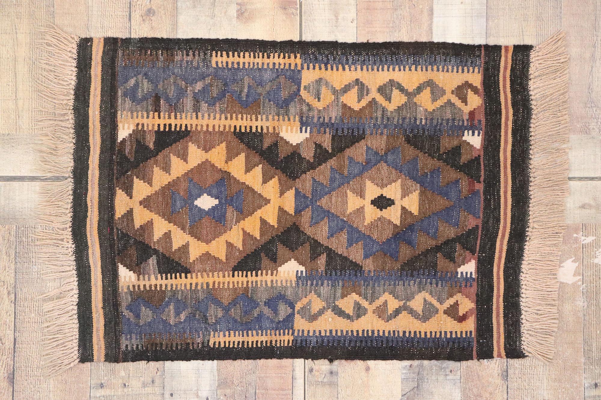 Vintage Afghani Maimana Kilim Rug with Modern Tribal Style 2