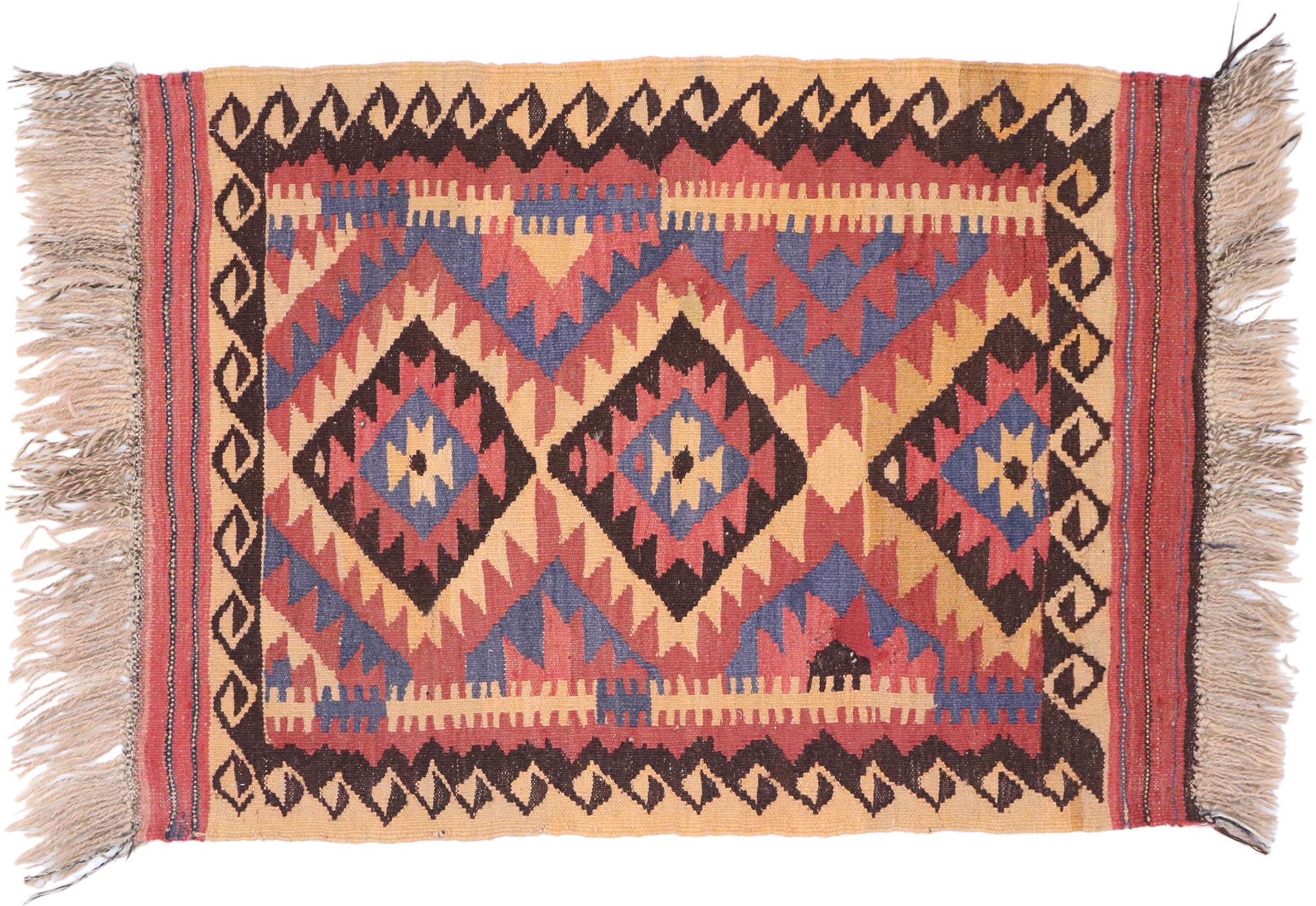 Vintage Afghani Maimana Kilim Rug with Modern Tribal Style For Sale 3