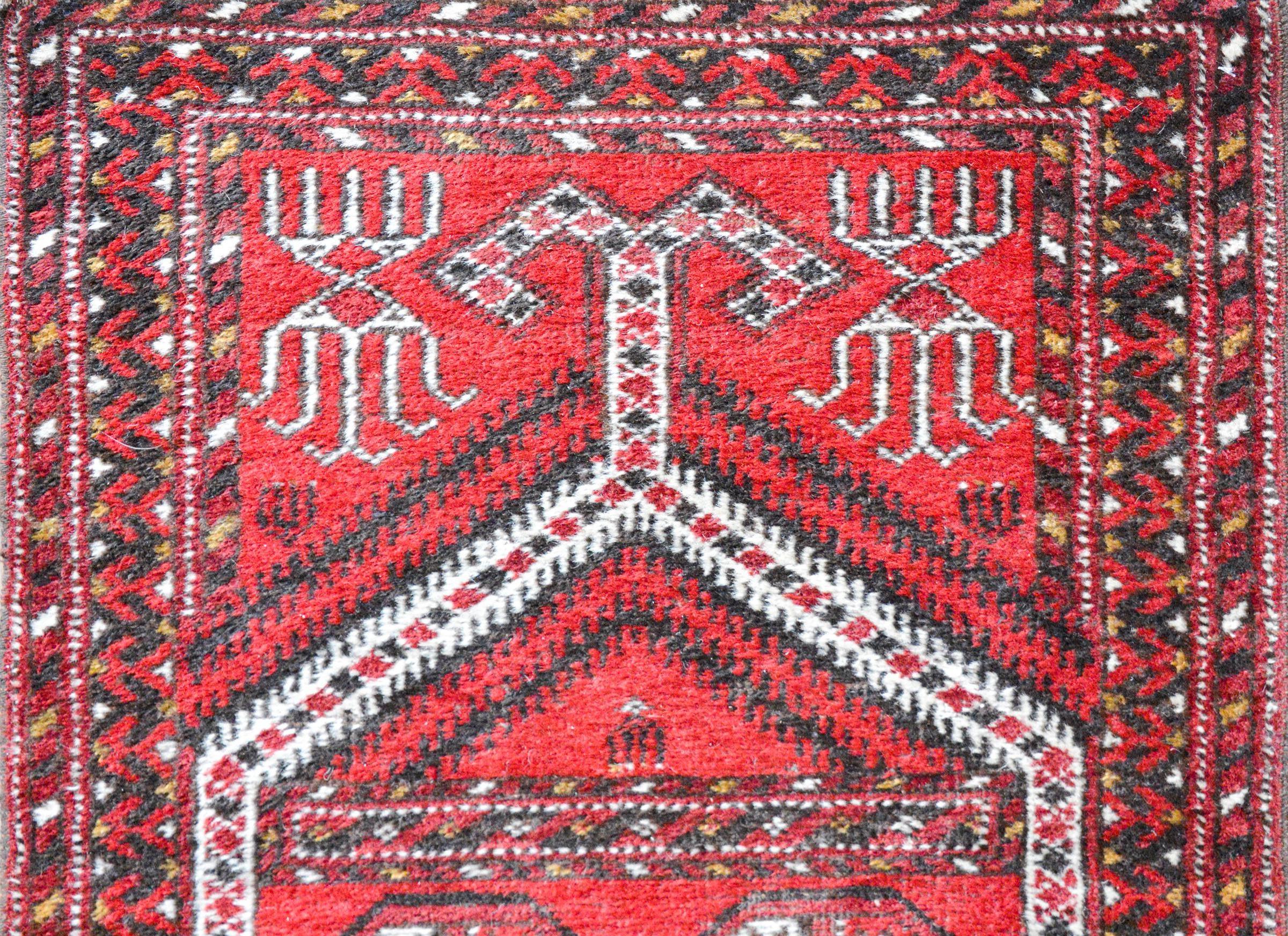 Hand-Knotted Vintage Afghani Prayer Rug For Sale