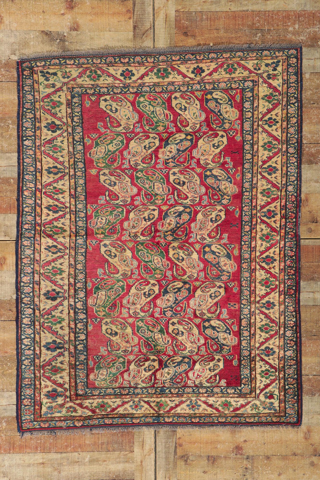 Vintage Afghani Rug with All-Over Boteh Design In Good Condition For Sale In Dallas, TX