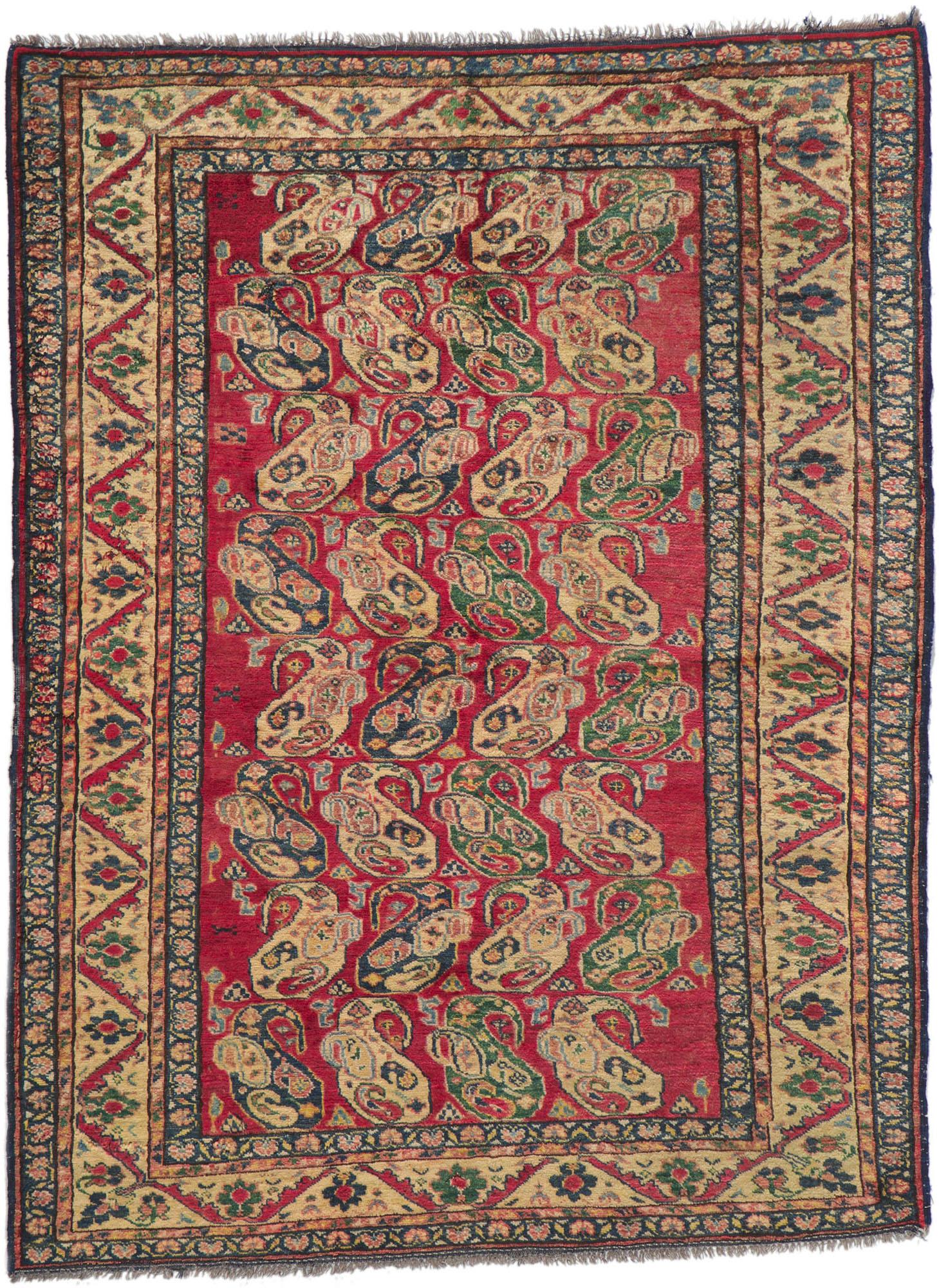 Wool 1950's Afghani Boteh Carpet with Modern Style For Sale