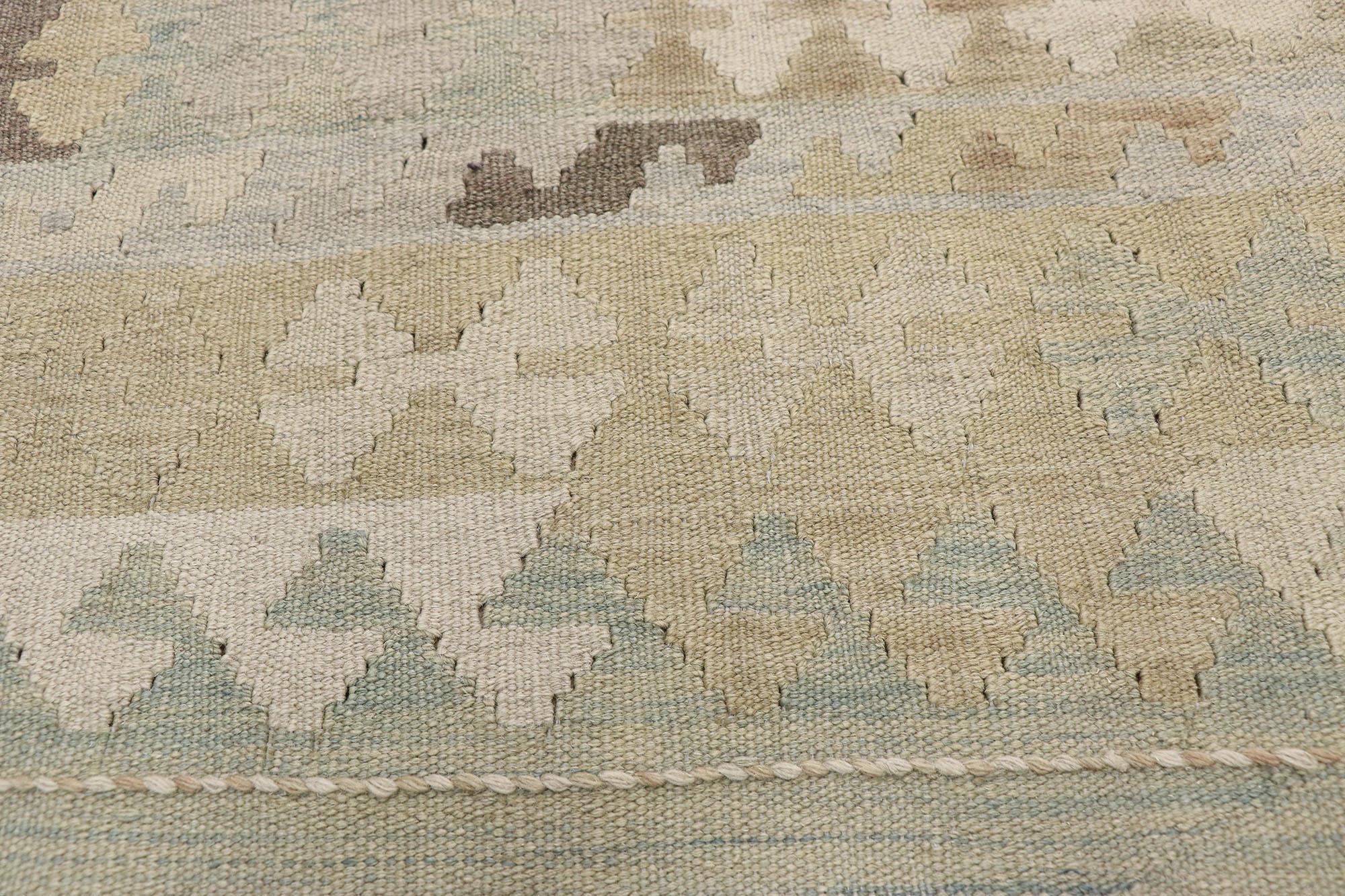 1960's Afghani Kilim Rug, Organic Modern Meets Contemporary Santa Fe Elegance In Good Condition For Sale In Dallas, TX