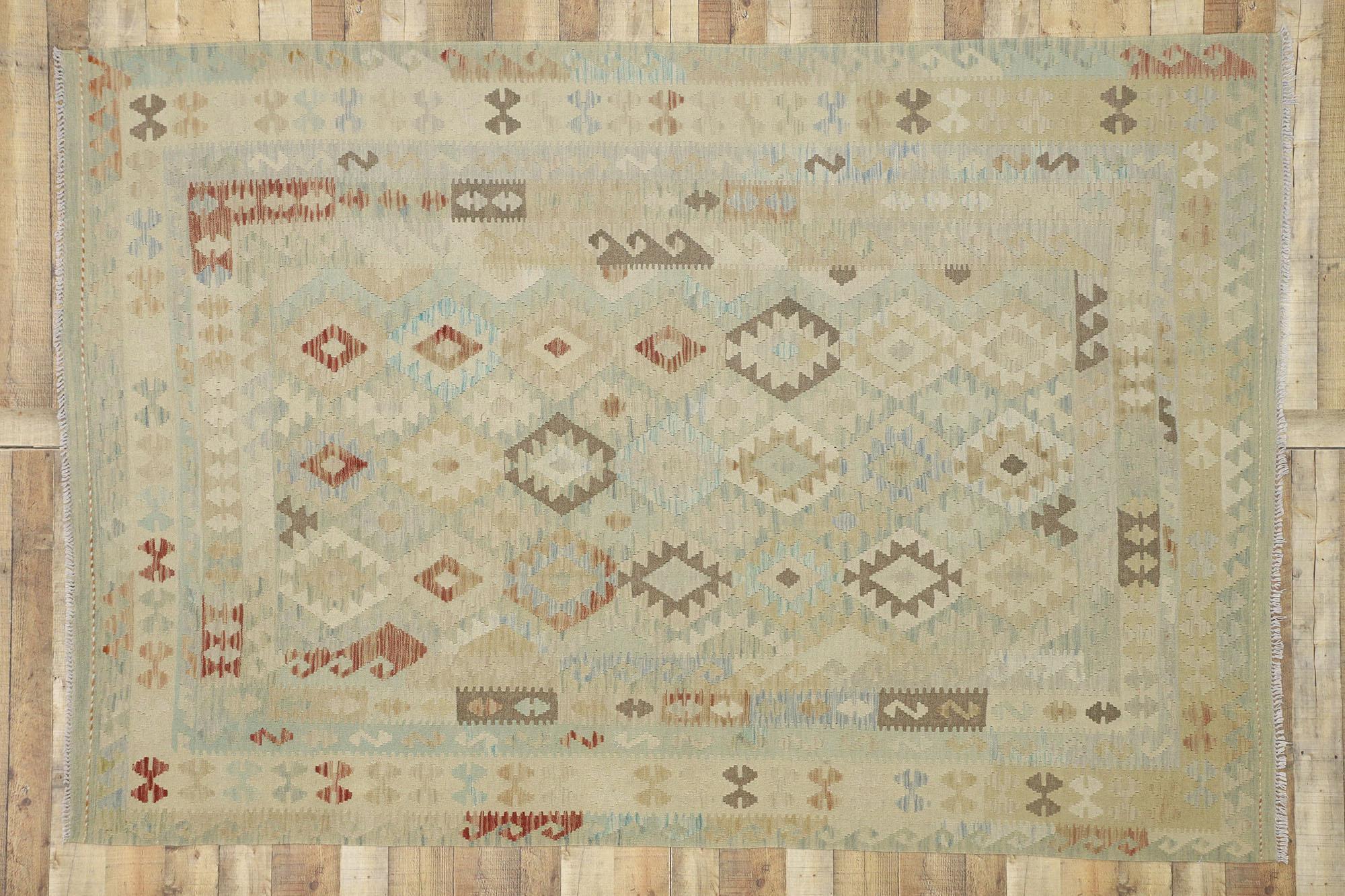 1960's Afghani Kilim Rug, Organic Modern Meets Contemporary Santa Fe Elegance For Sale 1