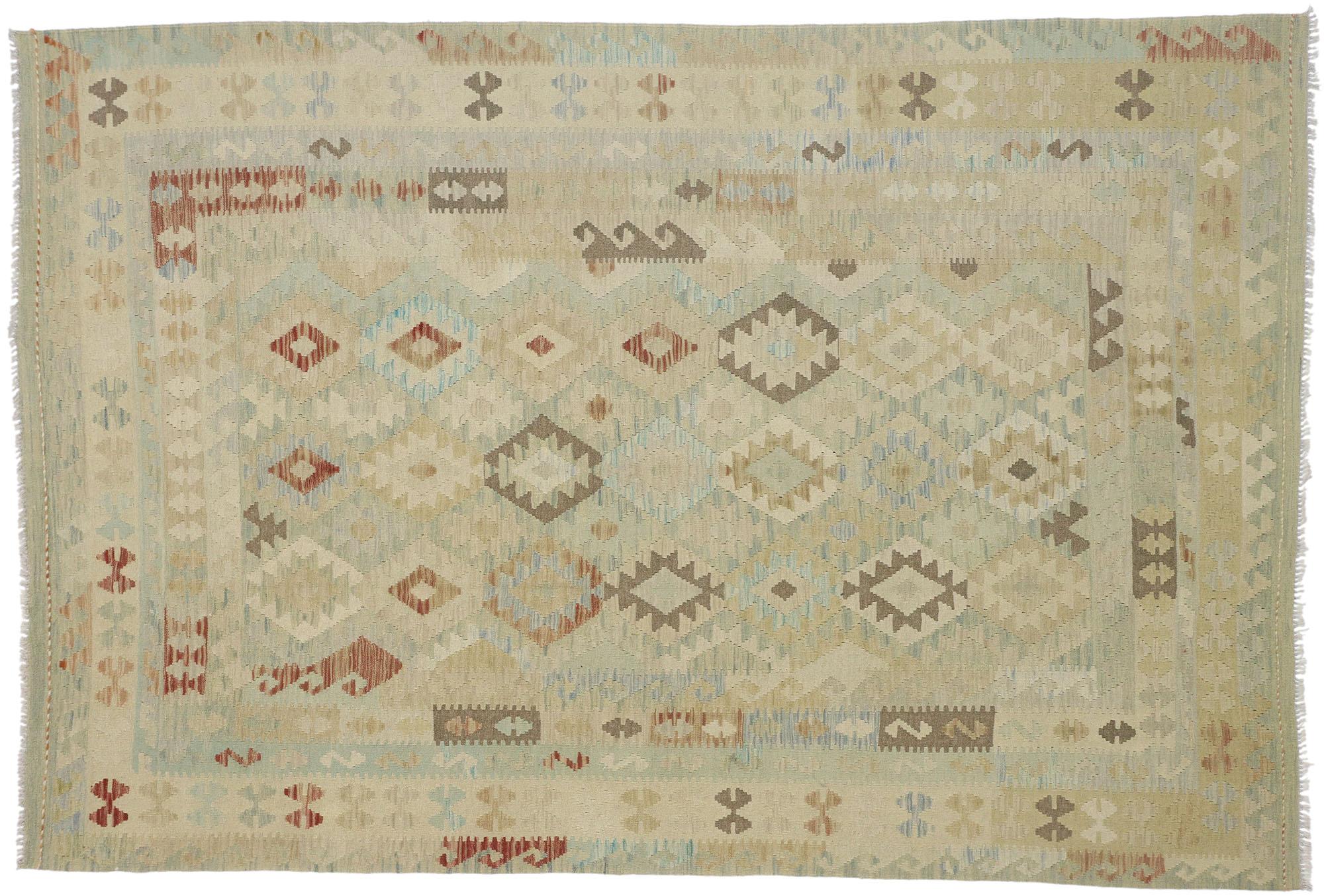 1960's Afghani Kilim Rug, Organic Modern Meets Contemporary Santa Fe Elegance For Sale 2