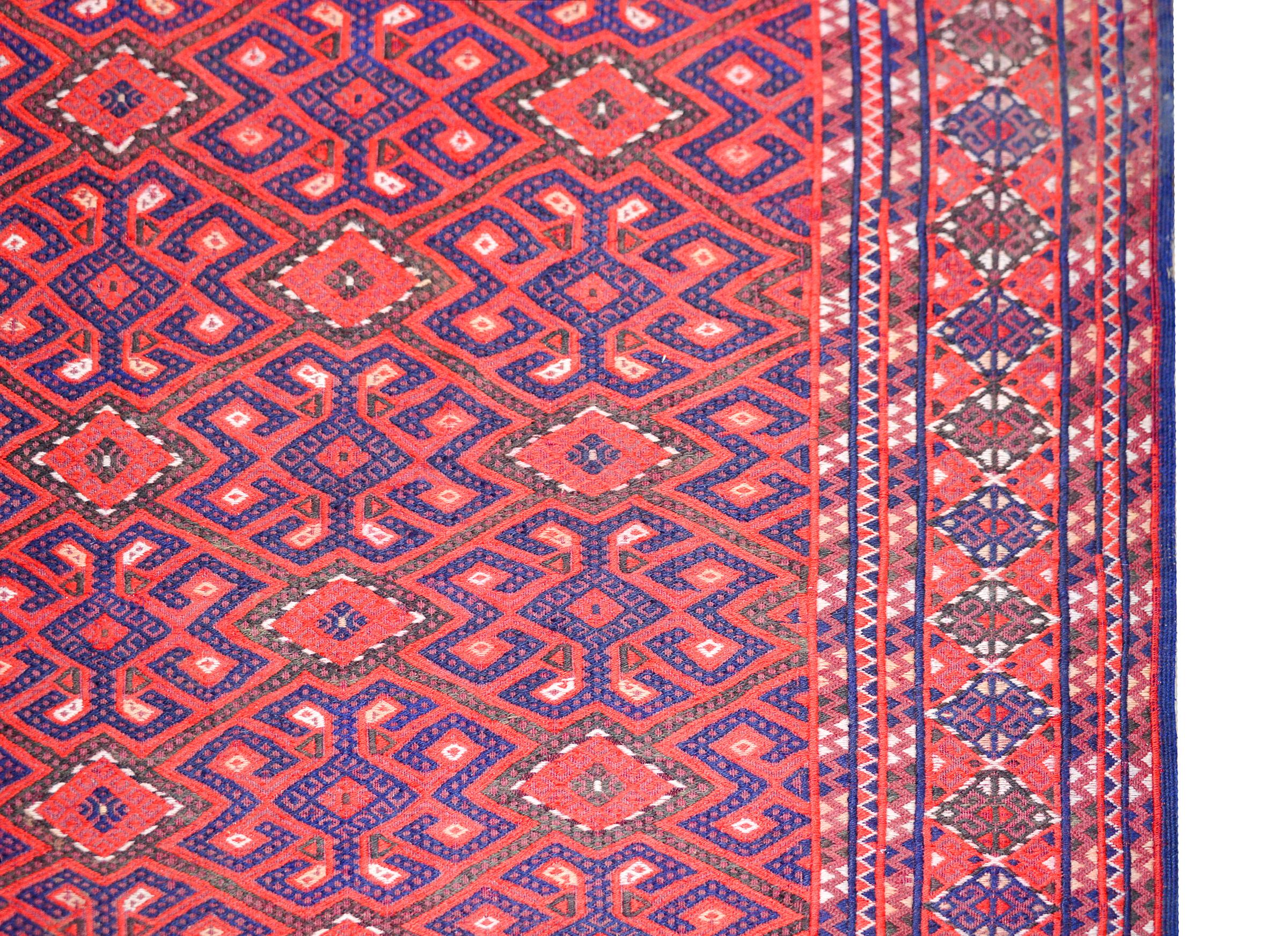 20th Century Vintage Afghani Sumak Rug For Sale