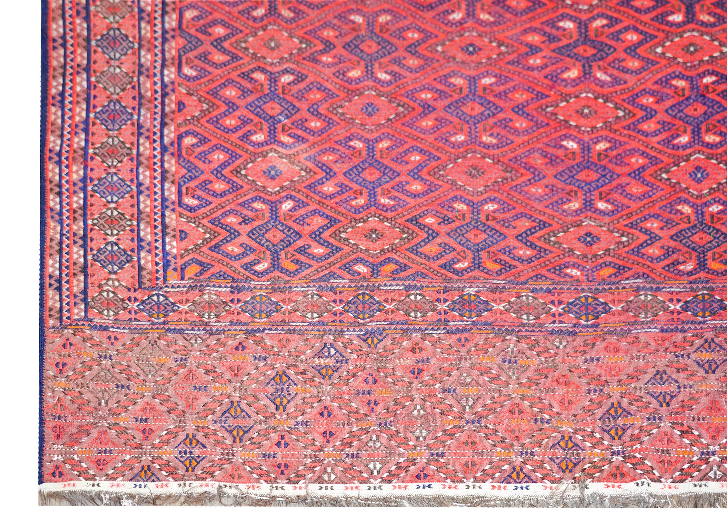Vintage Afghani Sumak Rug For Sale 2
