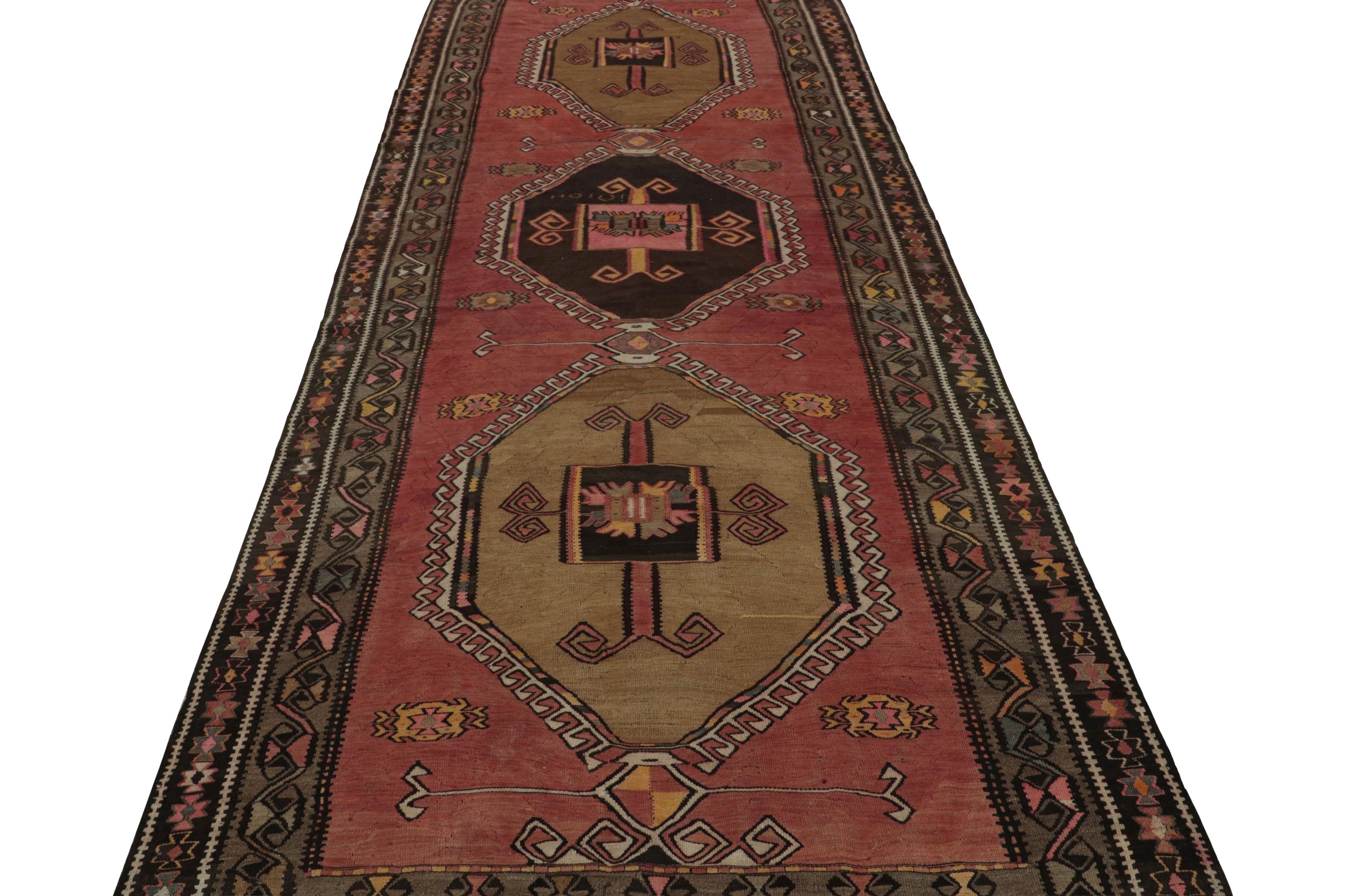 Hand-Woven Vintage Afghani Tribal Kilim Gallery Runner Rug with Medallions from Rug & Kilim For Sale