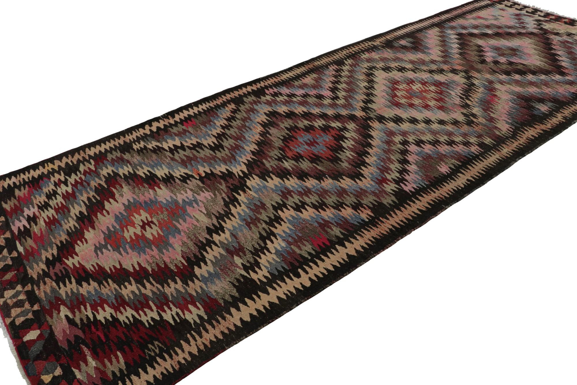 Handwoven in wool circa 1950-1960, this 5x13 vintage Afghani Kilim is a new curation from Rug & Kilim’s primitivist flatweaves. 

On the Design:

Specifically believed to originate from an Afghani tribe, this gallery runner boasts polychromatic
