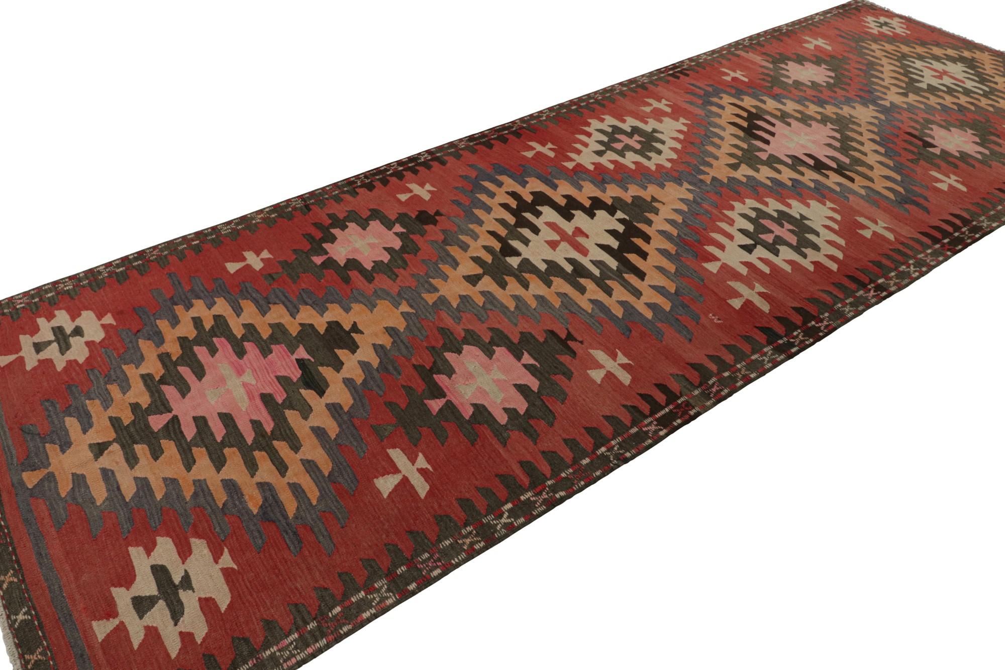 Handwoven in wool circa 1950-1960, this 5x14 vintage Afghani Kilim is a new curation from Rug & Kilim’s primitivist flatweaves. 

On the Design:

Specifically believed to originate from an Afghani tribe, this gallery runner boasts colorful medallion