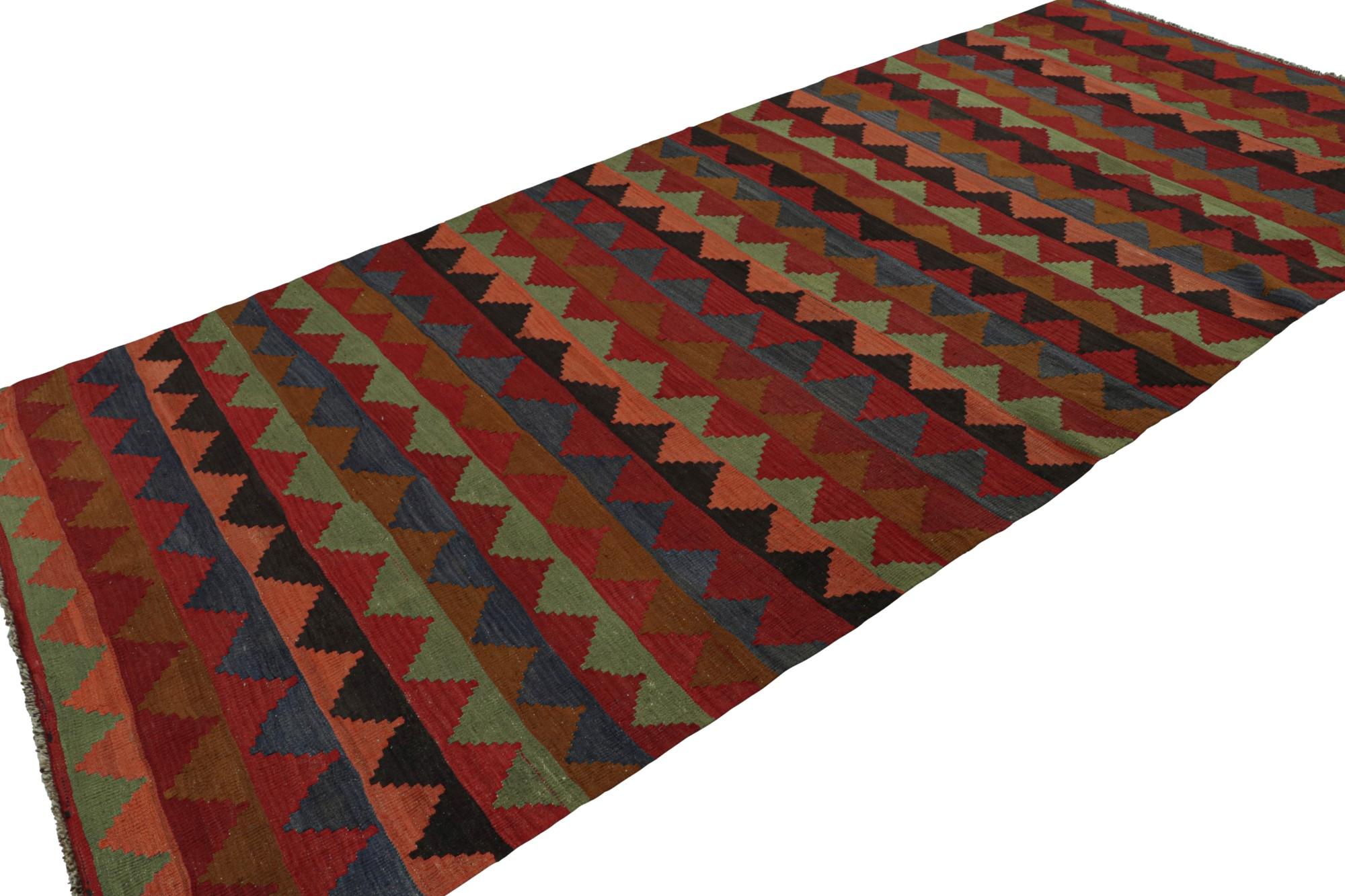 Handwoven in wool circa 1950-1960, this 6x13 vintage Afghani Kilim is a new curation from Rug & Kilim’s primitivist flatweaves. 

On the Design:

Specifically believed to originate from an Afghani tribe, this gallery runner boasts polychromatic