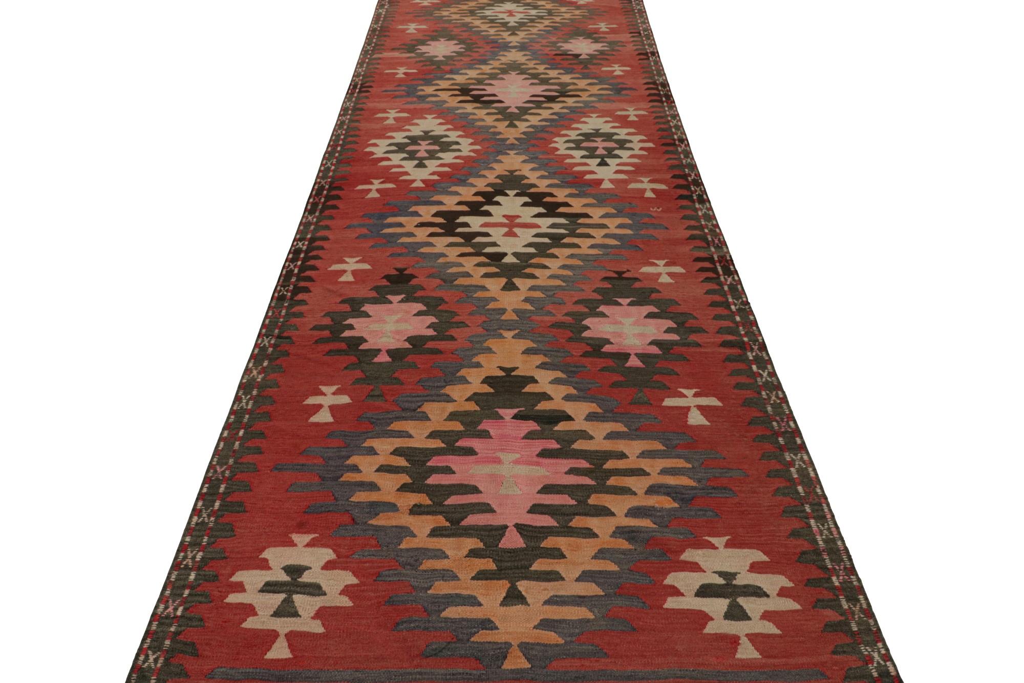 Hand-Woven Vintage Afghani Tribal Kilim Polychromatic Geometric Patterns, from Rug & Kilim For Sale