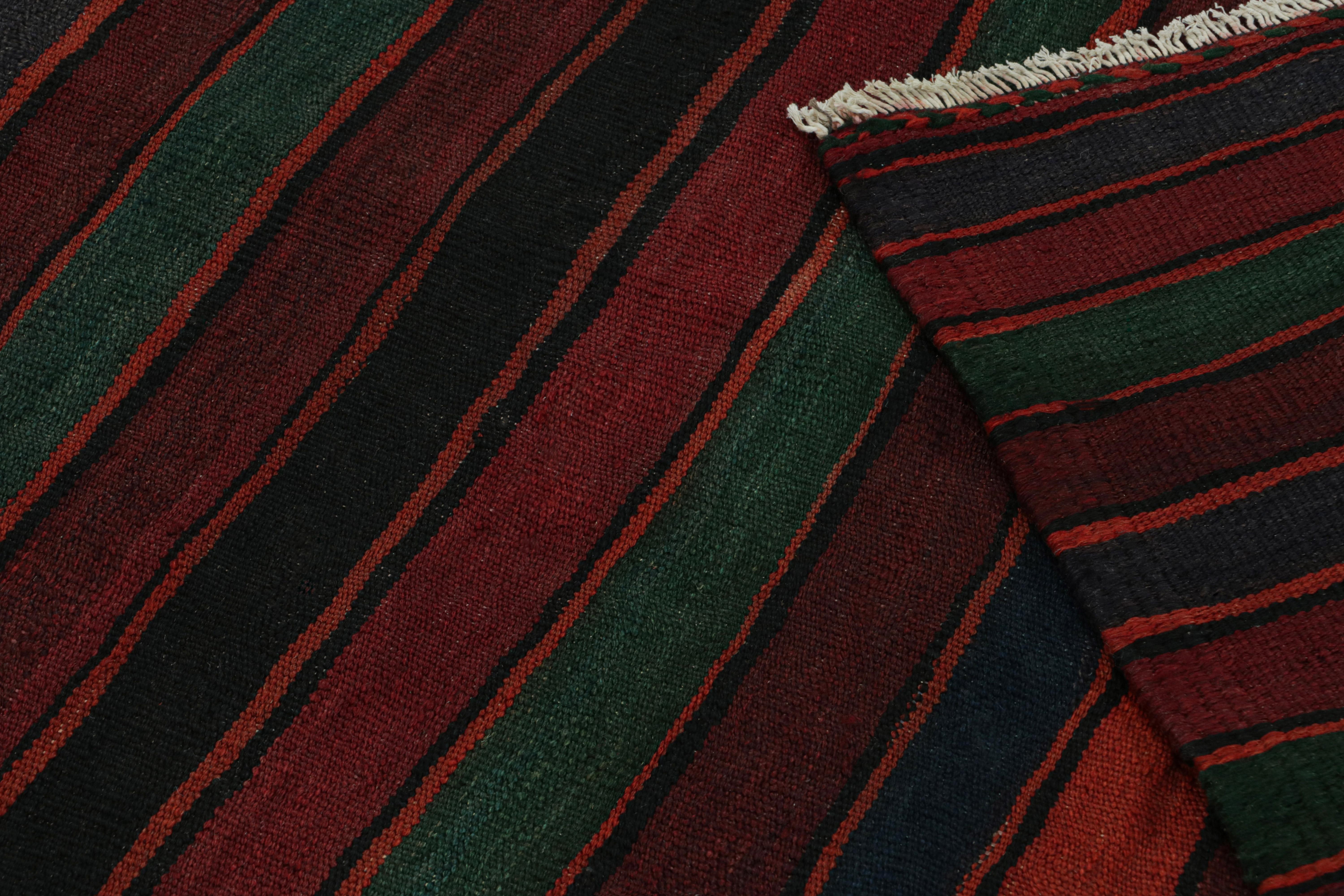 Wool Vintage Afghani tribal Kilim rug, in Burgundy, from Rug & Kilim For Sale