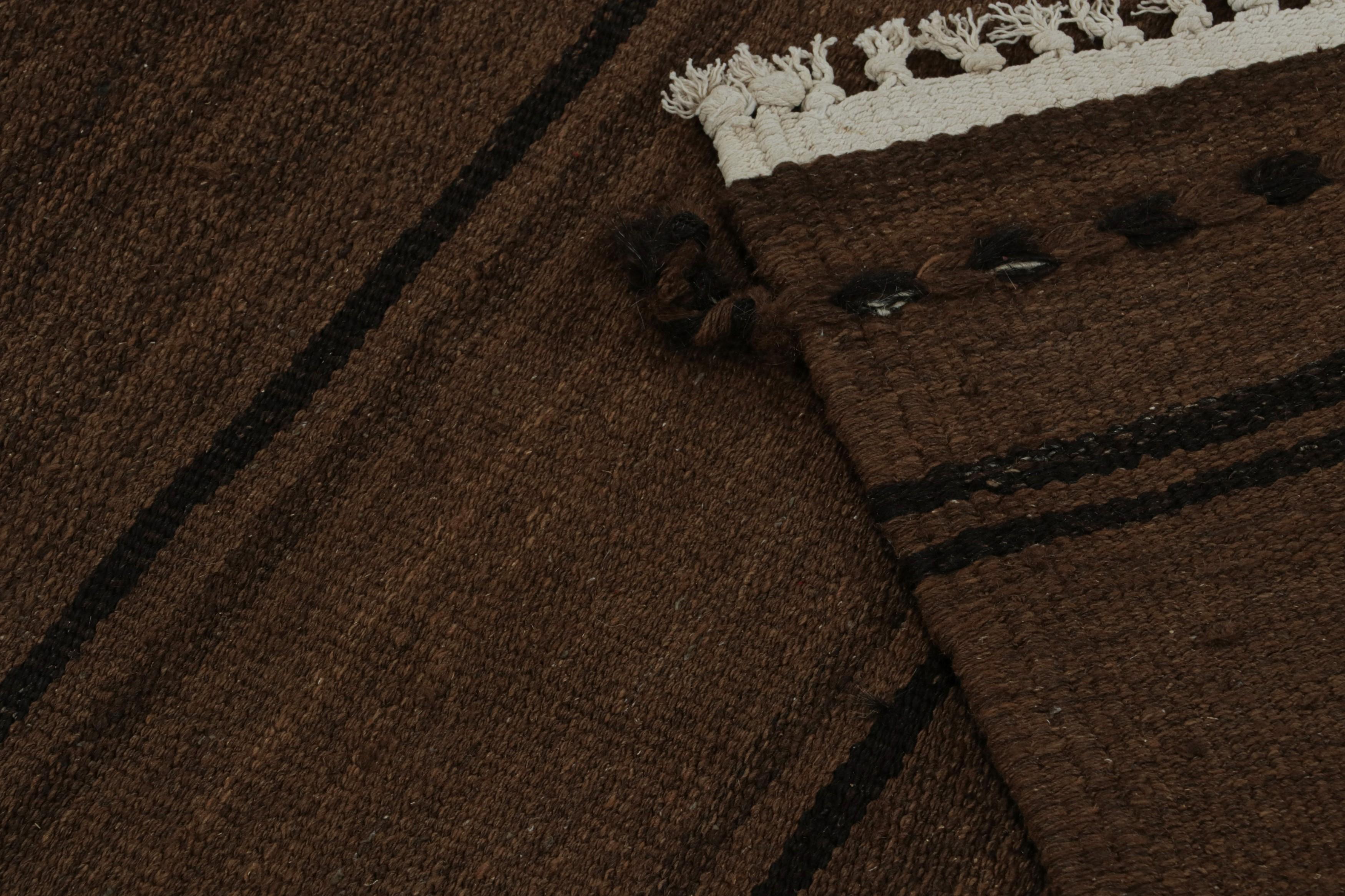 Wool Vintage Afghani tribal Kilim Rug, with Brown and Black Stripes, from Rug & Kilim For Sale