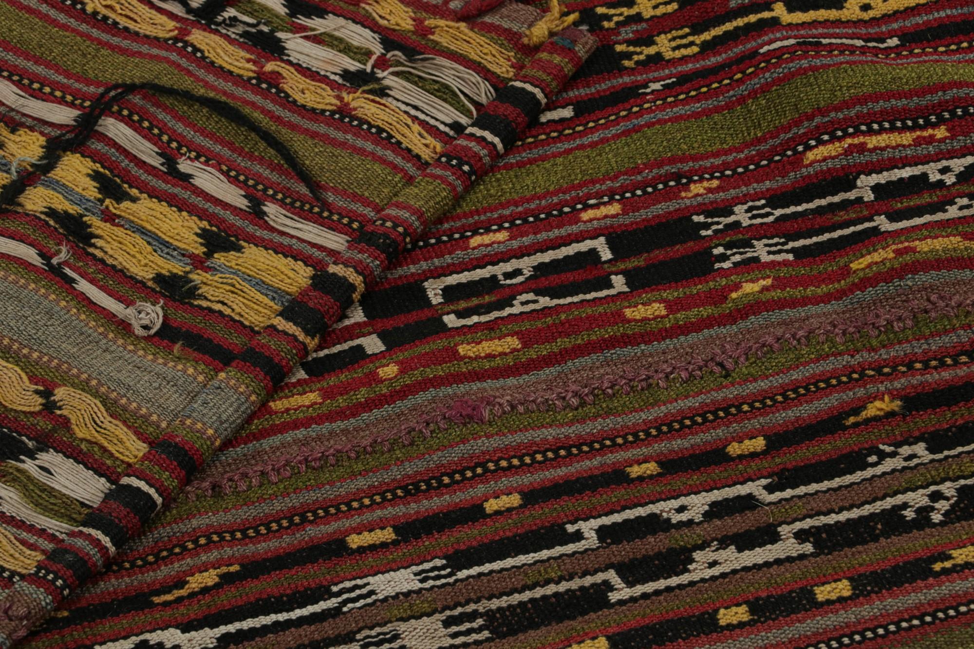 Wool Vintage Afghani tribal Kilim Rug, with Geometric Stripes, from Rug & Kilim For Sale