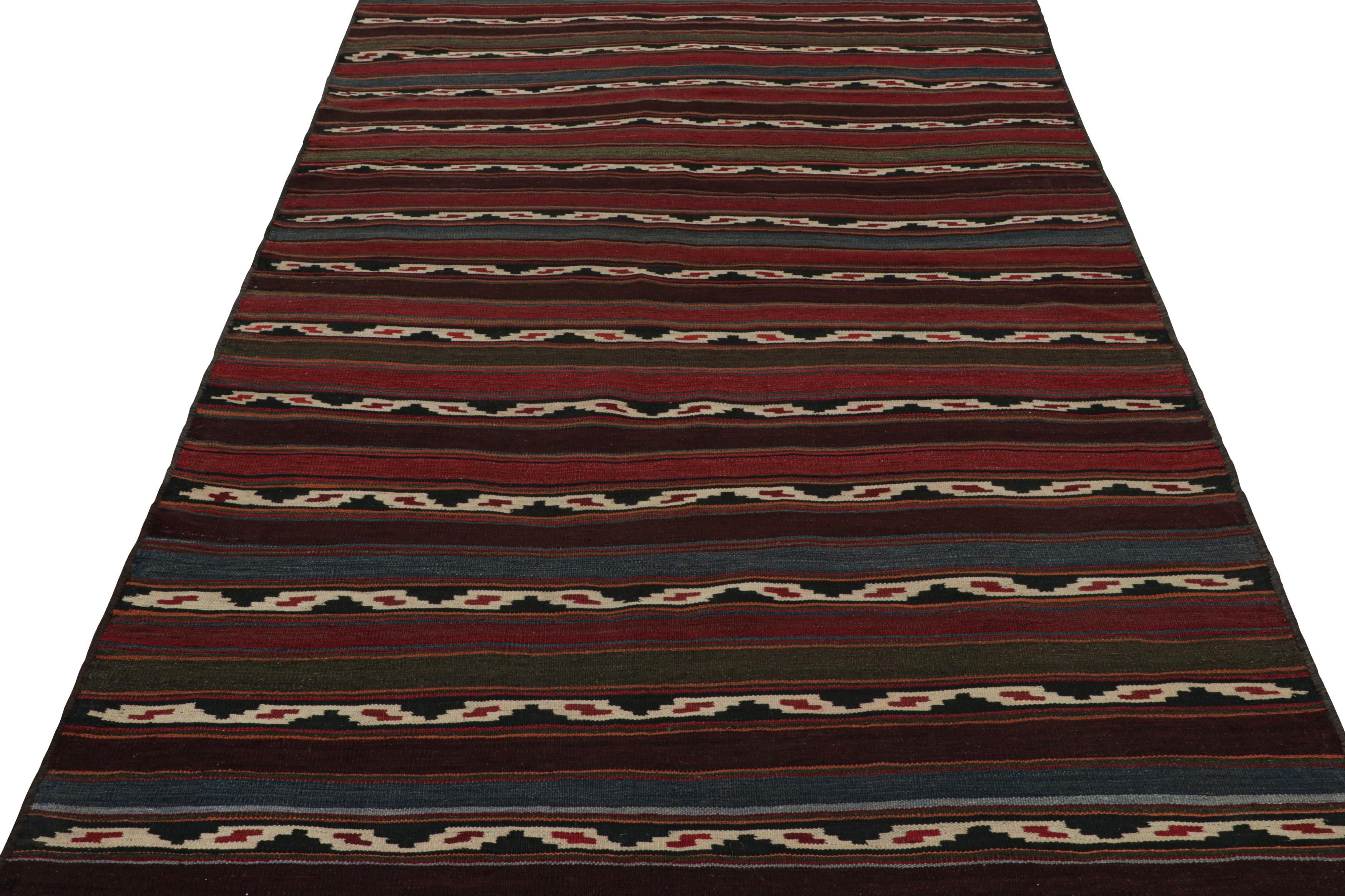 Tribal Vintage Afghani tribal Kilim Rug, with Red and Blue Stripes, from Rug & Kilim For Sale