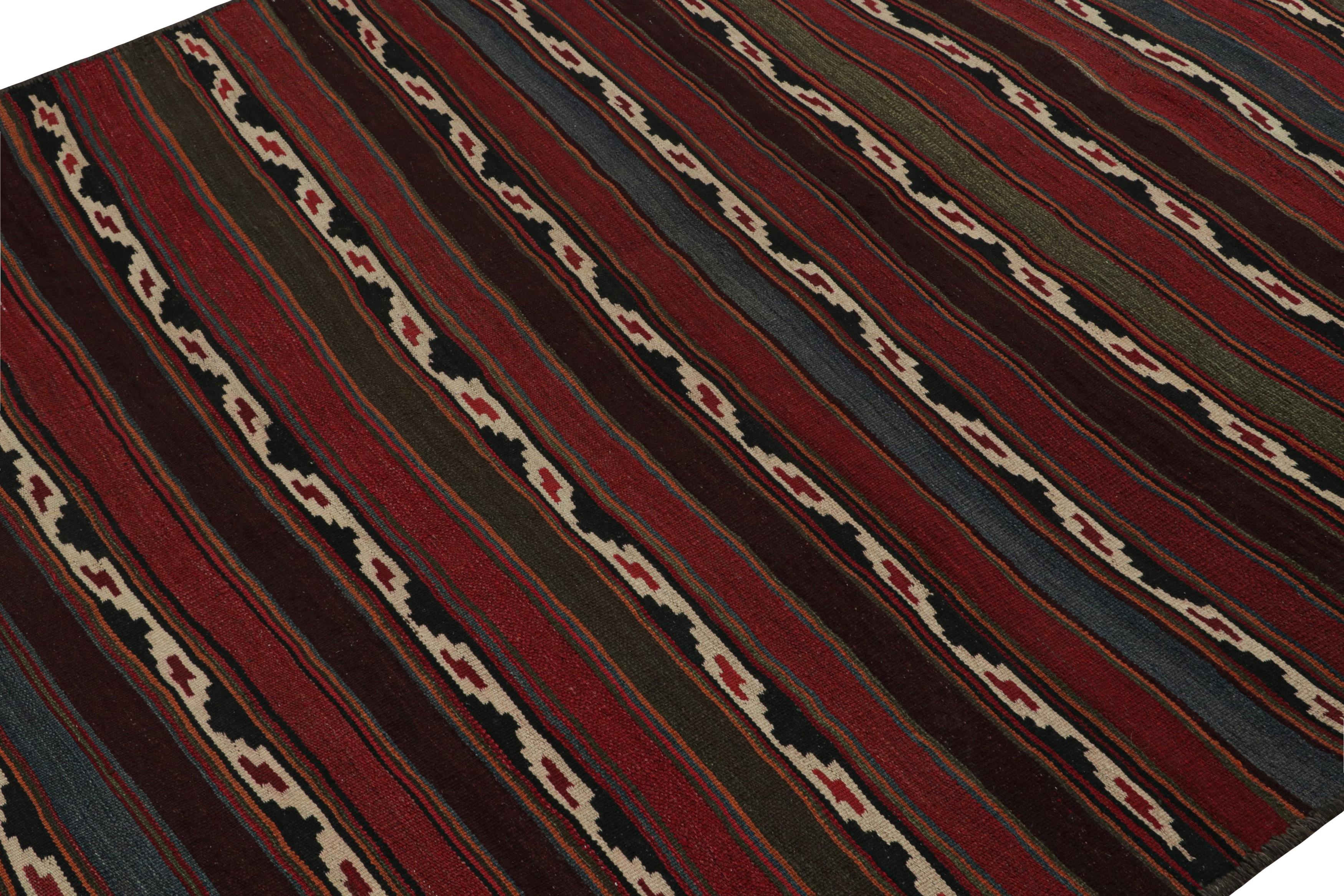 Hand-Woven Vintage Afghani tribal Kilim Rug, with Red and Blue Stripes, from Rug & Kilim For Sale