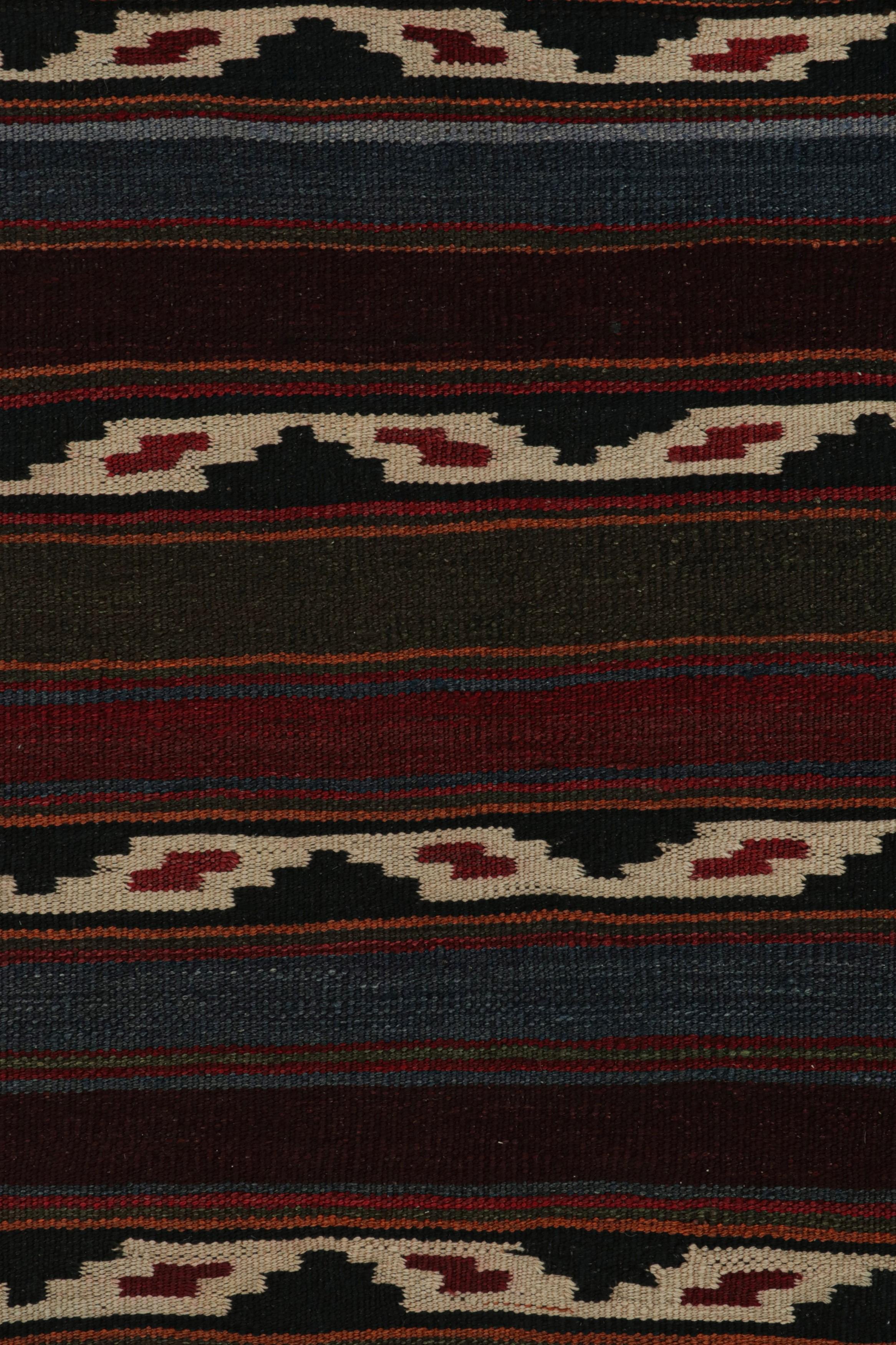 Mid-20th Century Vintage Afghani tribal Kilim Rug, with Red and Blue Stripes, from Rug & Kilim For Sale