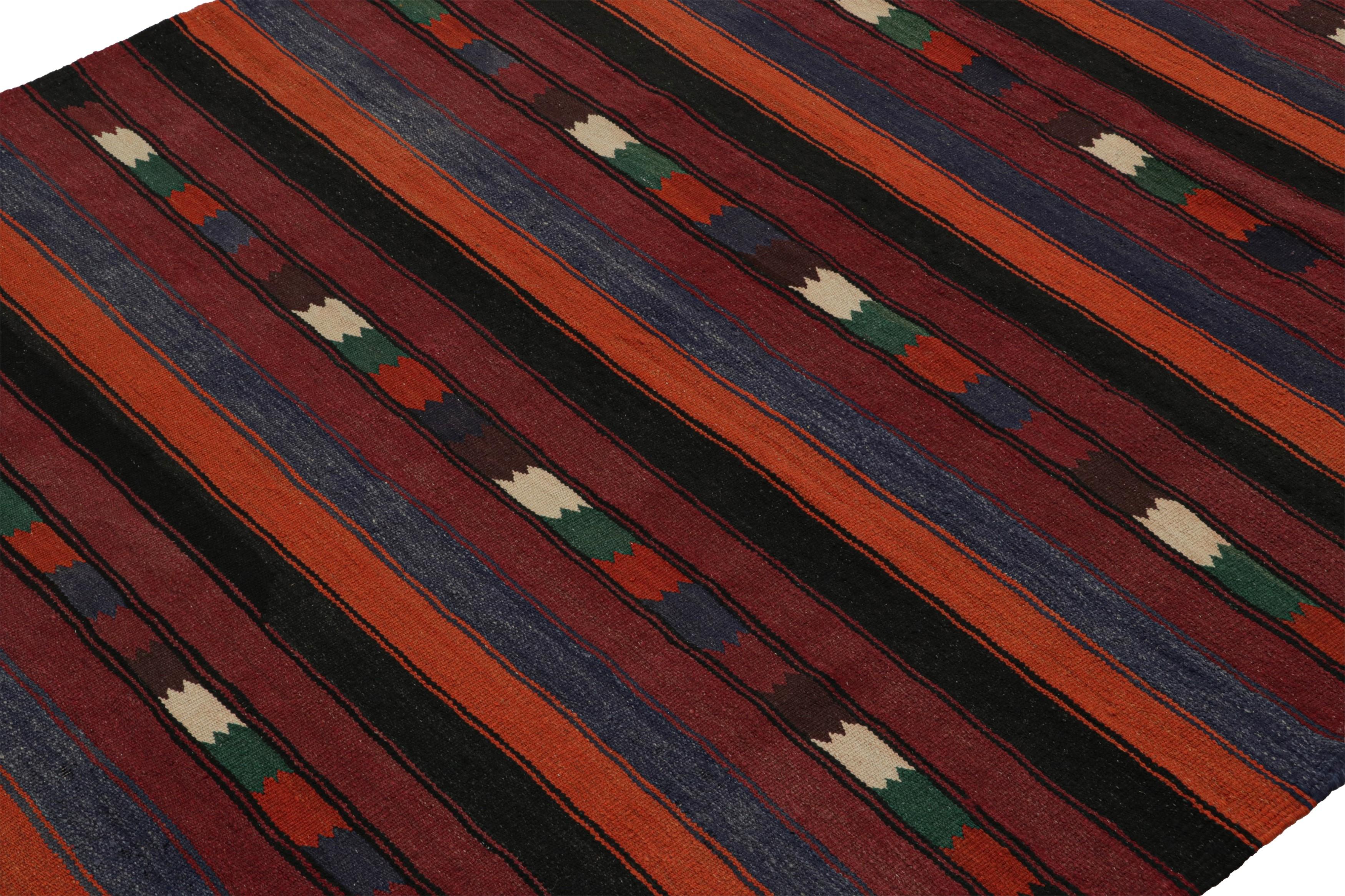 Hand-Woven Vintage Afghani tribal Kilim Rug, with Stripes, from Rug & Kilim For Sale