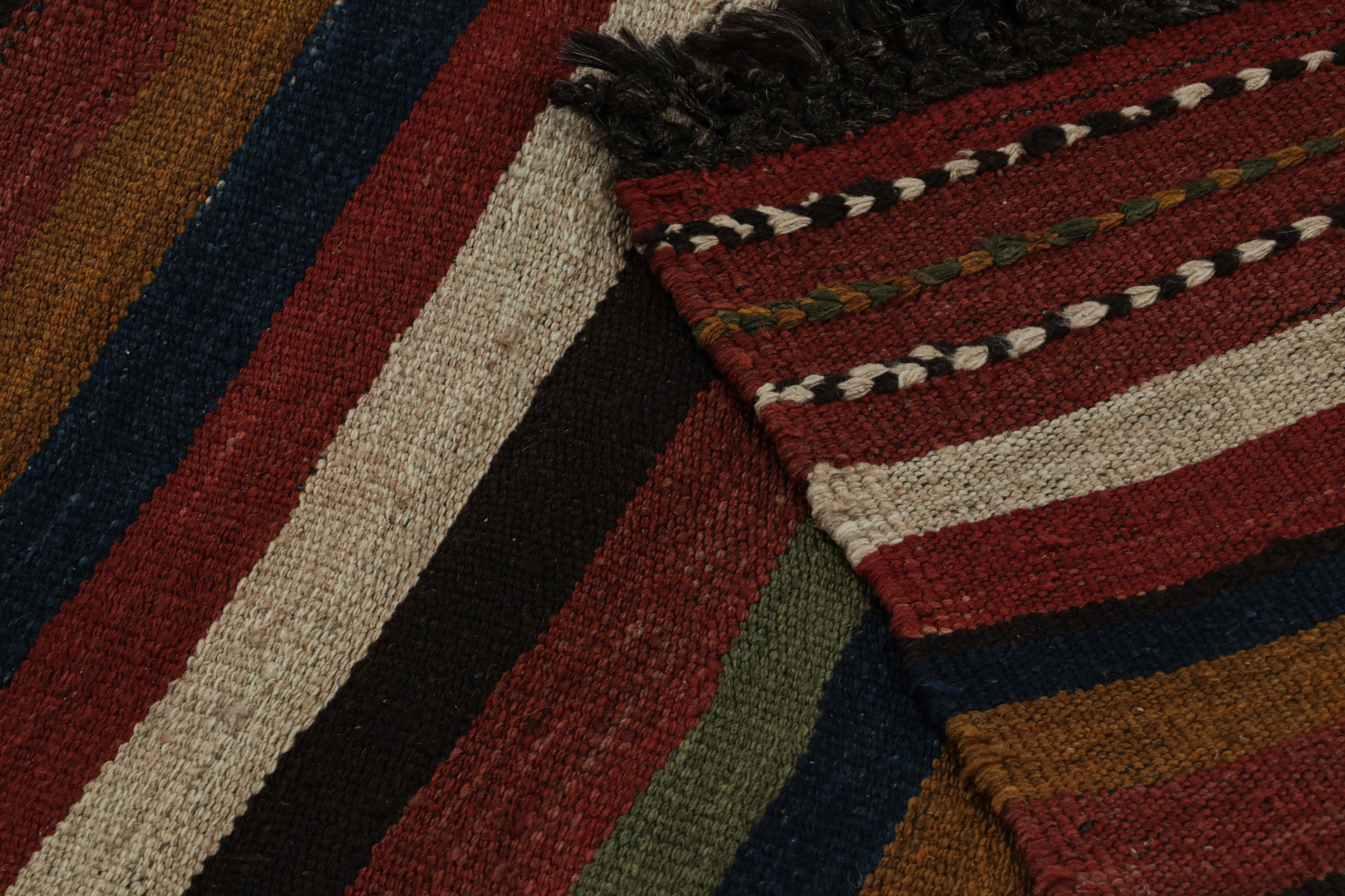 Wool Vintage Afghani tribal Kilim rug, with Stripes, from Rug & Kilim For Sale