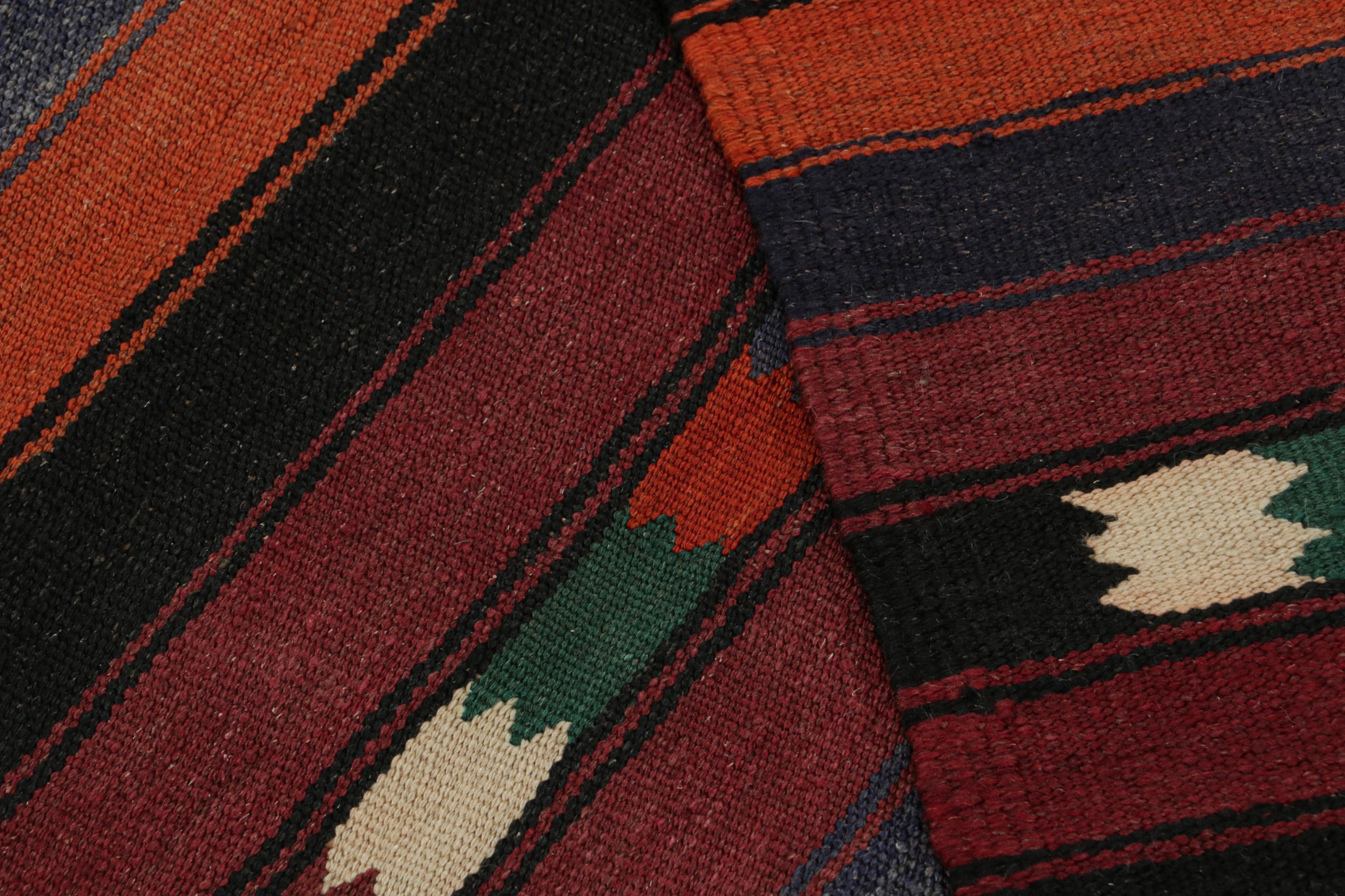 Wool Vintage Afghani tribal Kilim Rug, with Stripes, from Rug & Kilim For Sale