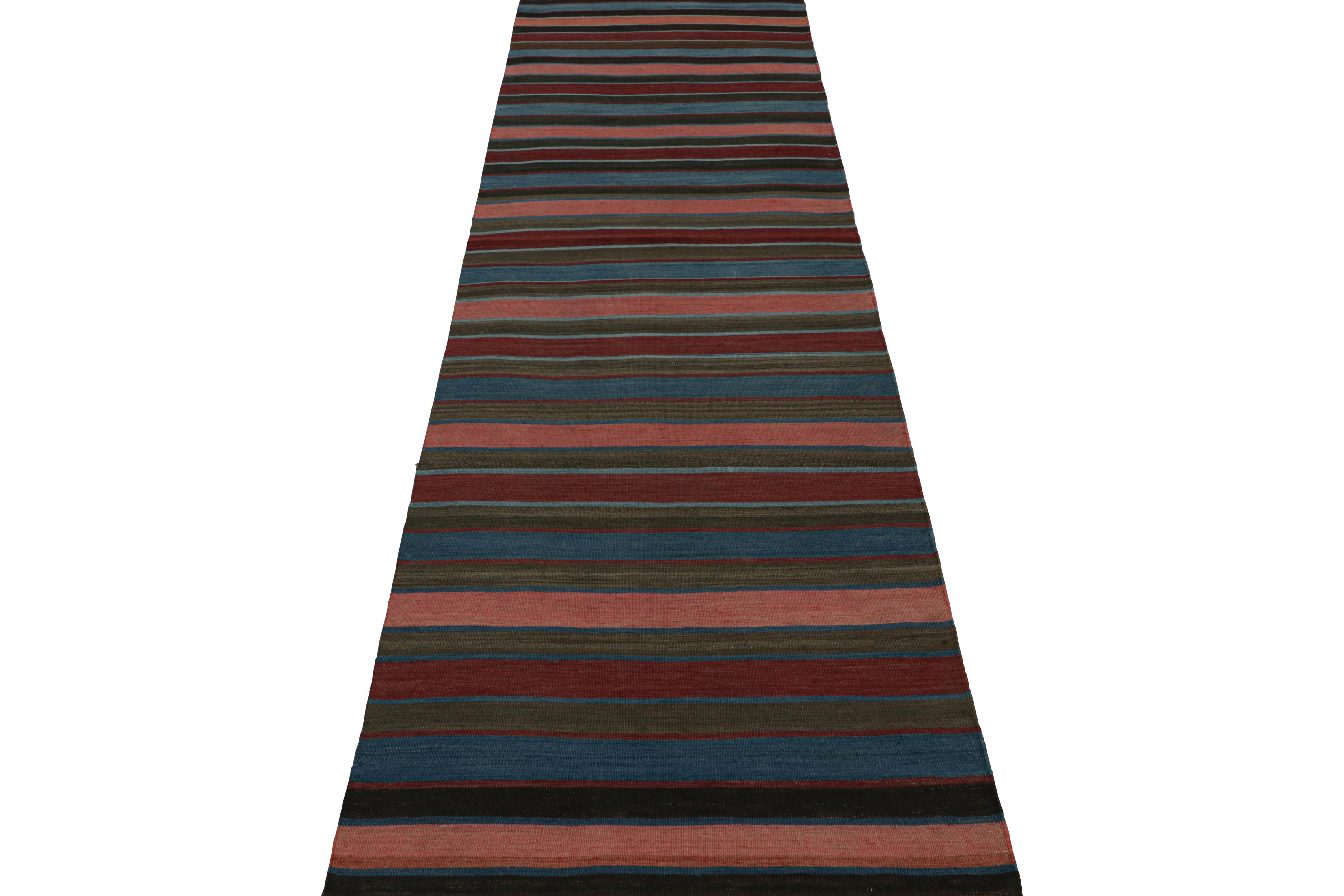 Tribal Vintage Afghani tribal Kilim runner rug, with Stripes, from Rug & Kilim For Sale