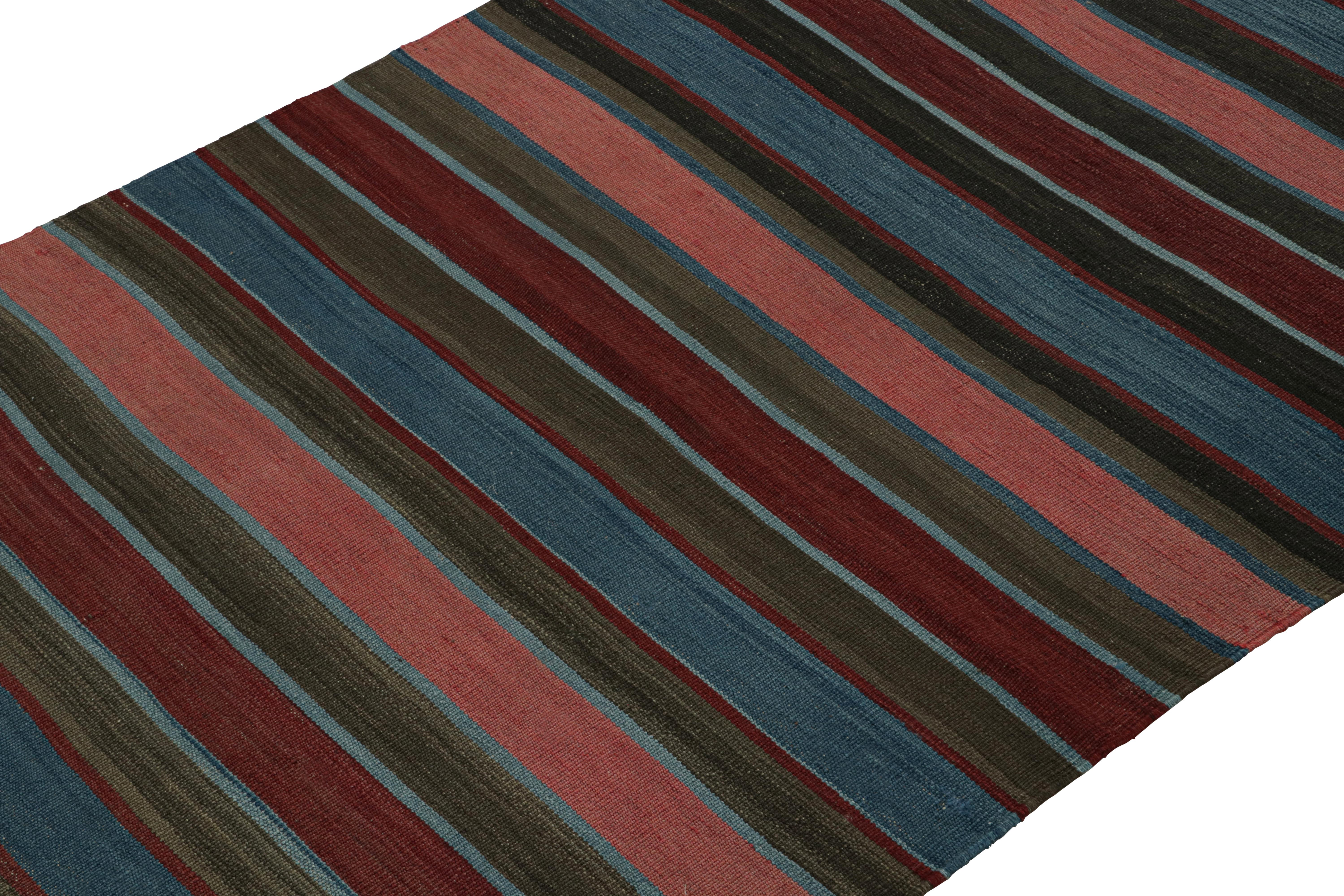 Hand-Woven Vintage Afghani tribal Kilim runner rug, with Stripes, from Rug & Kilim For Sale