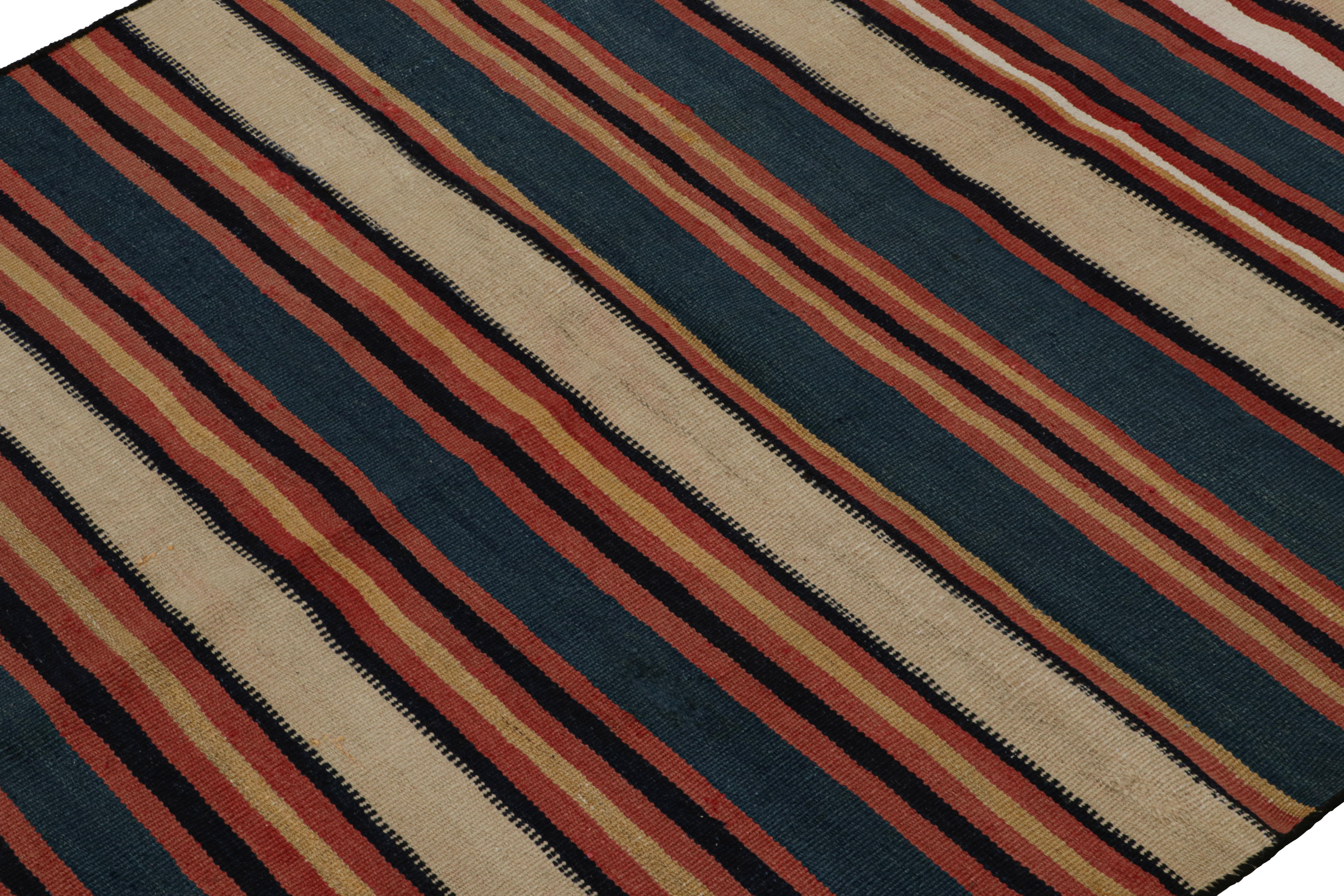 Hand-Woven Vintage Afghani tribal Kilim runner rug, with Stripes, from Rug & Kilim For Sale