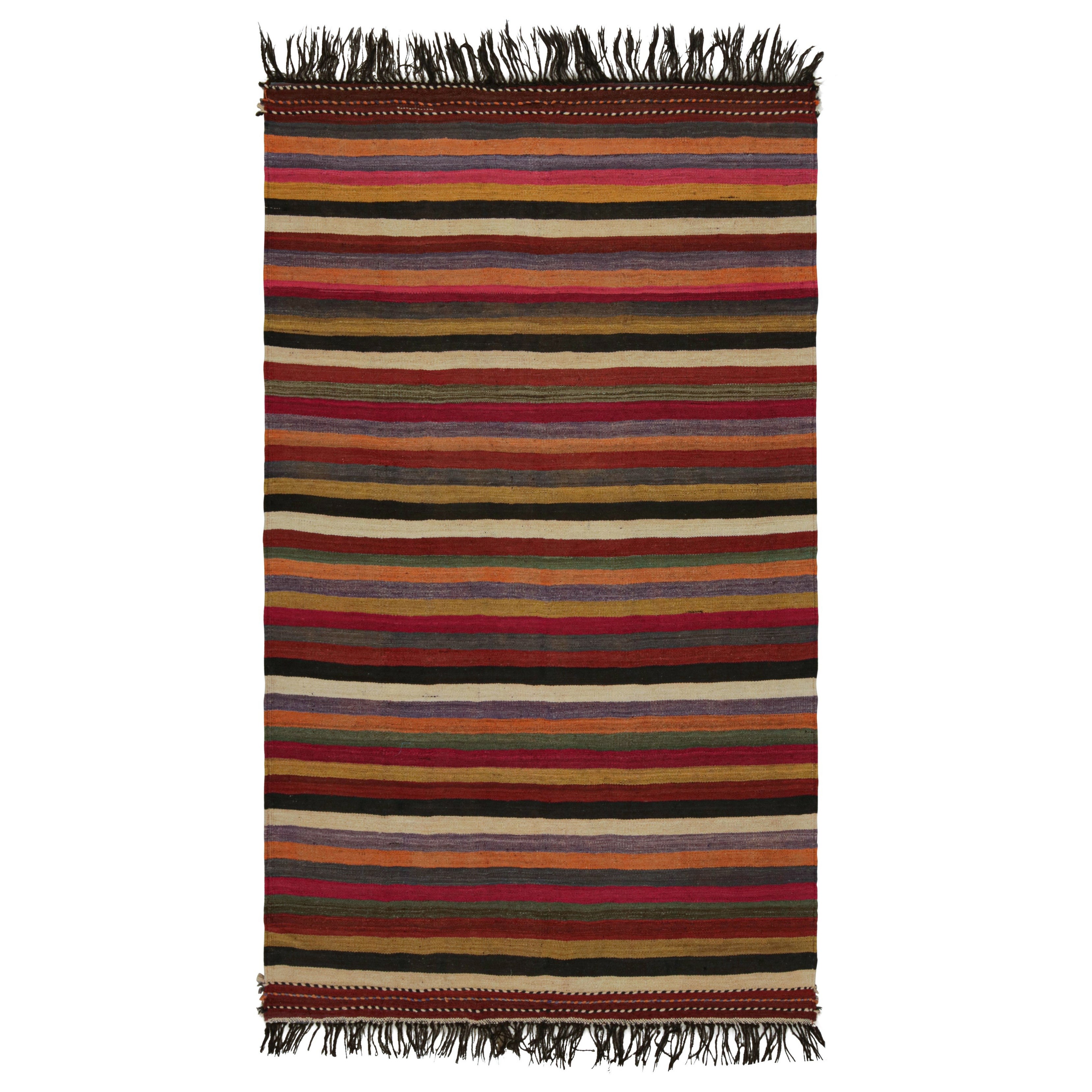 Tappeto Kilim tribale afghano d'epoca, con strisce, da Rug & Kilim