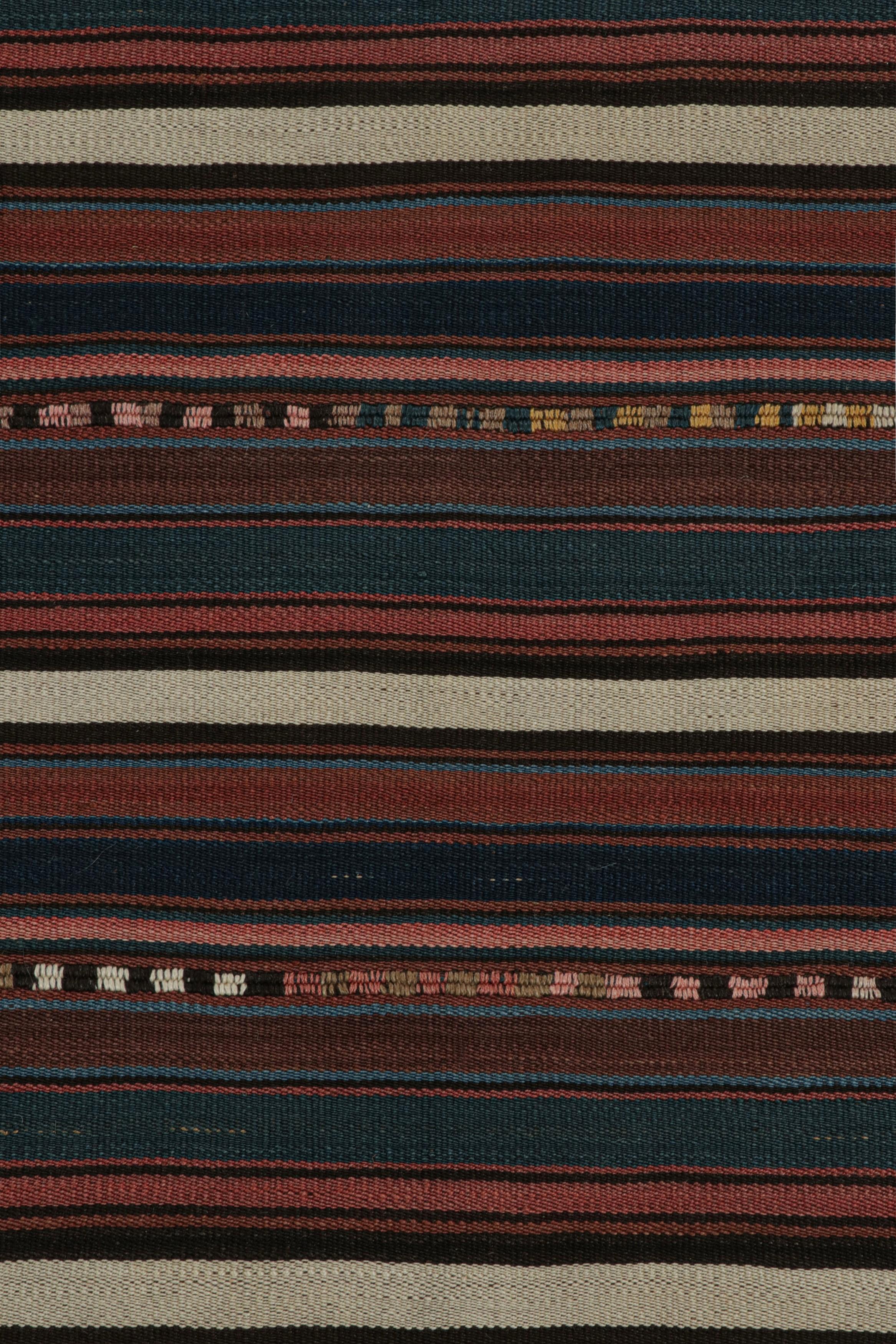 Mid-20th Century Vintage Afghani tribal Kilim Square Rug, with Vertical Stripes, from Rug & Kilim For Sale
