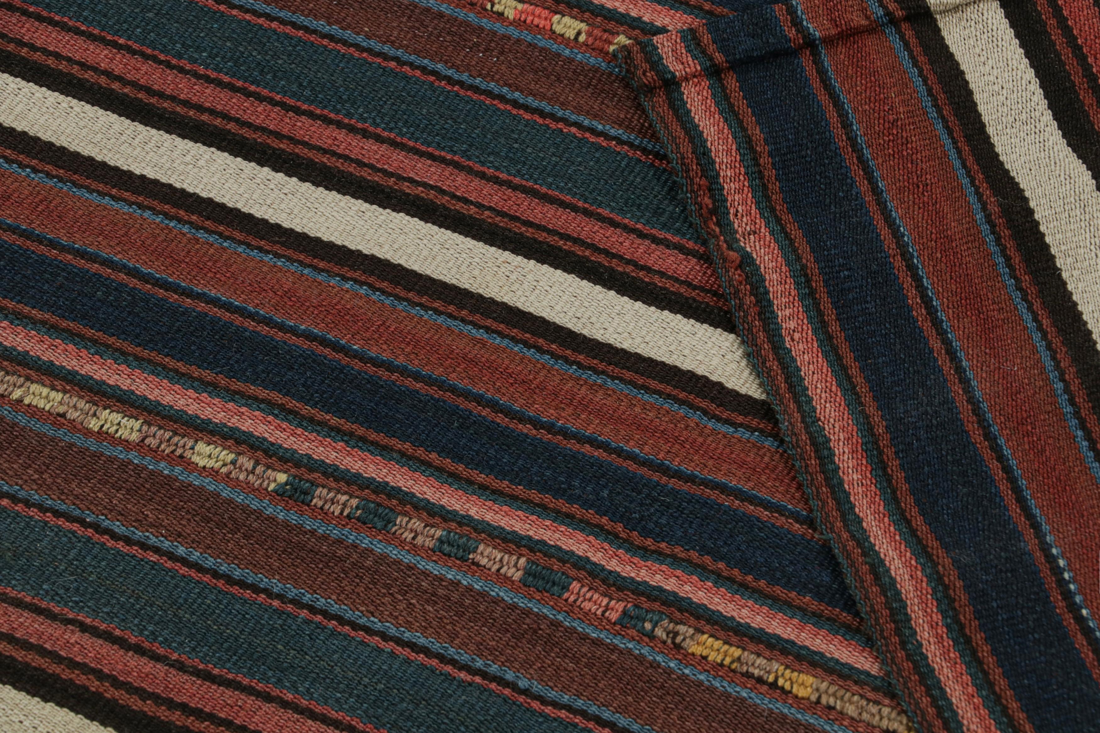 Wool Vintage Afghani tribal Kilim Square Rug, with Vertical Stripes, from Rug & Kilim For Sale