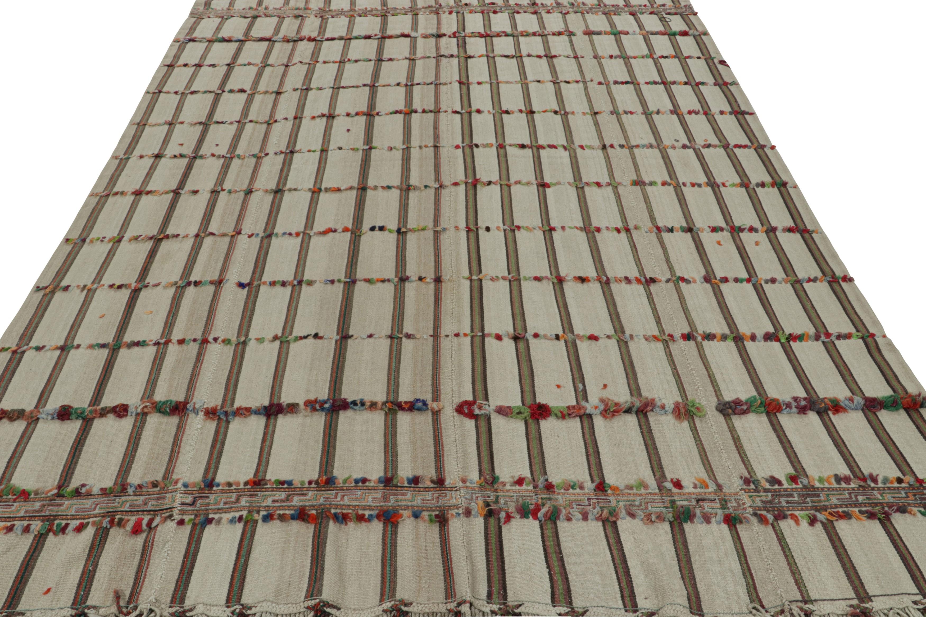 Tribal Vintage Afghani tribal Kilim Textural Rug, with Stripes, from Rug & Kilim For Sale