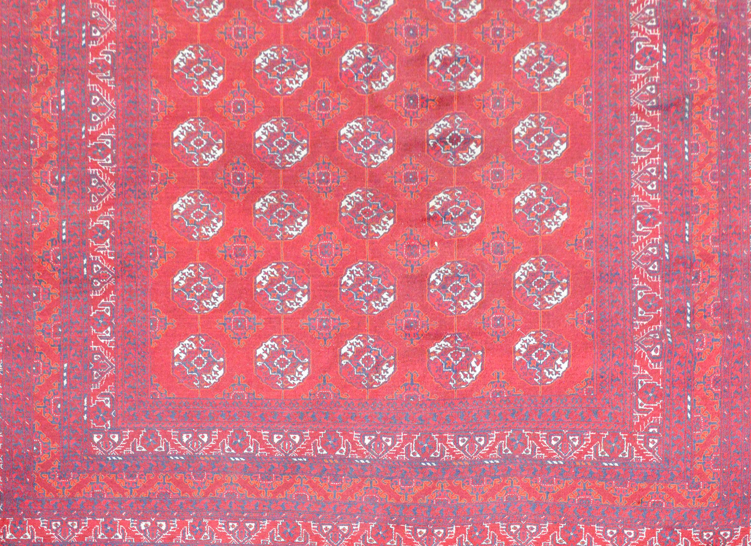Hand-Knotted Vintage Afghani Turkoman Rug For Sale