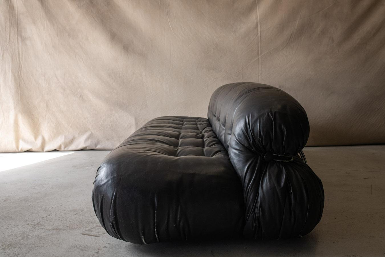 Leather Vintage Afra and Tobia Scarpa Sofa, Soriana, By Cassina, Italy 1970s