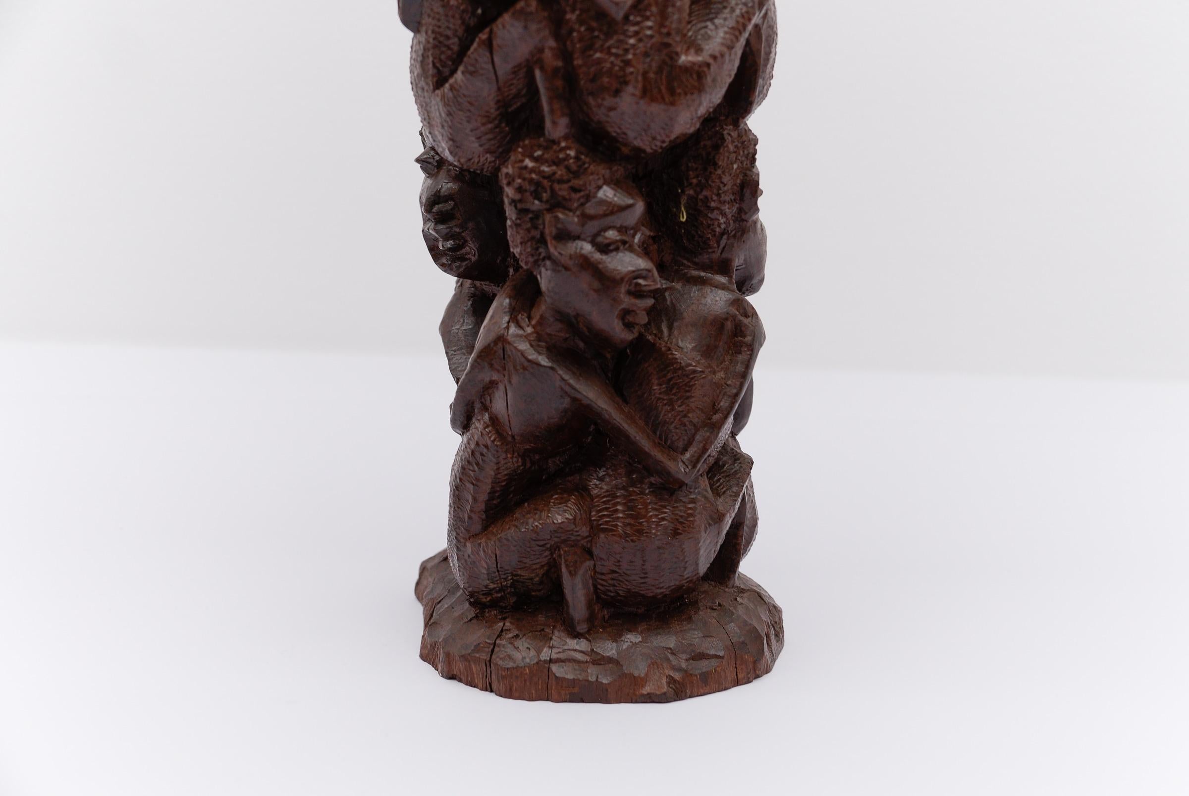 Vintage African art Arbre de famille Makonde tanzanien en bois de fer (ébène ??) sculpté à la main en vente 6