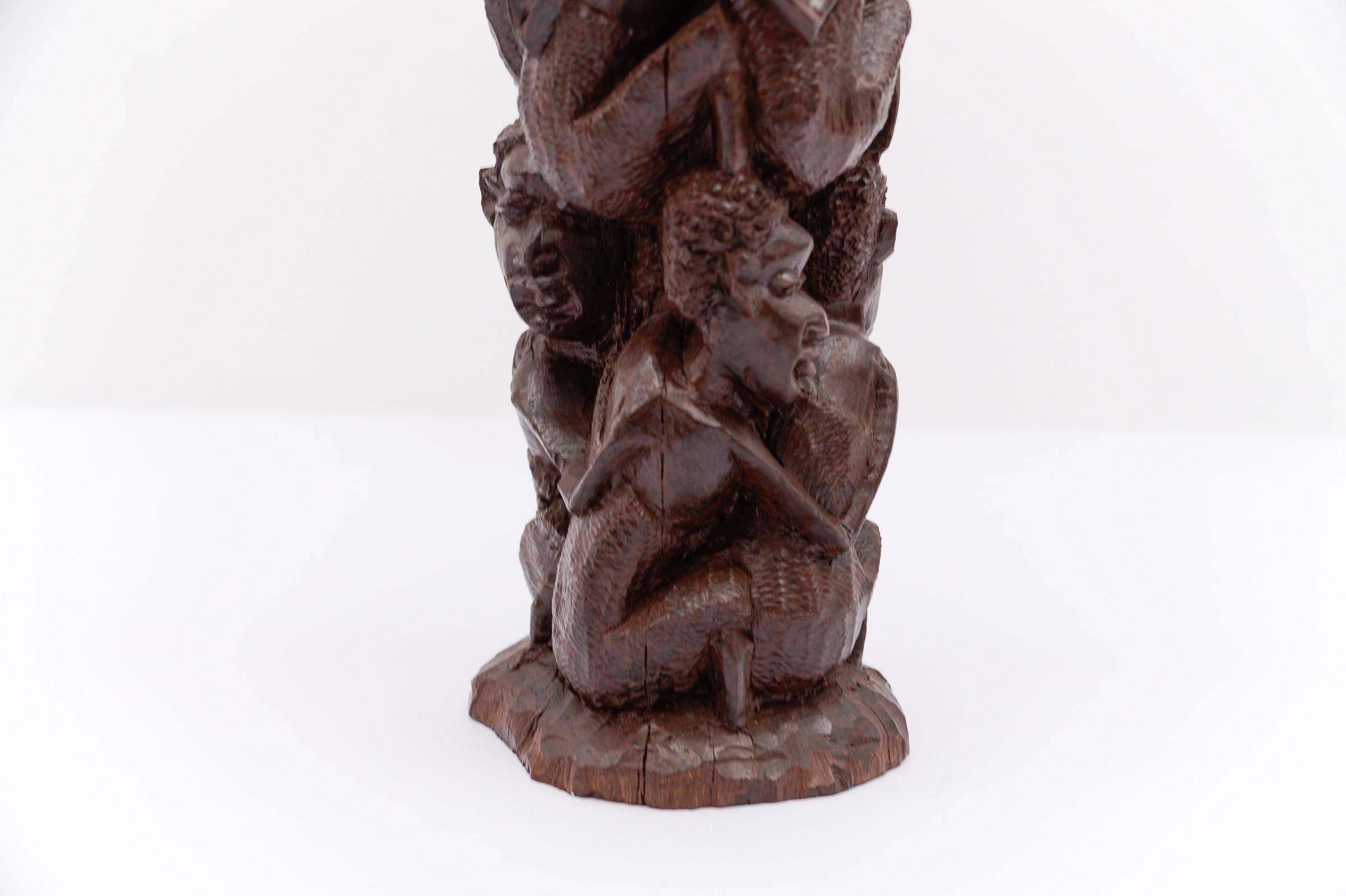 Vintage African art Arbre de famille Makonde tanzanien en bois de fer (ébène ??) sculpté à la main en vente 10