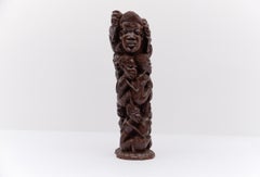 Vintage African art Hand-carved ironwood (ebony??) Tanzanian Makonde family tree