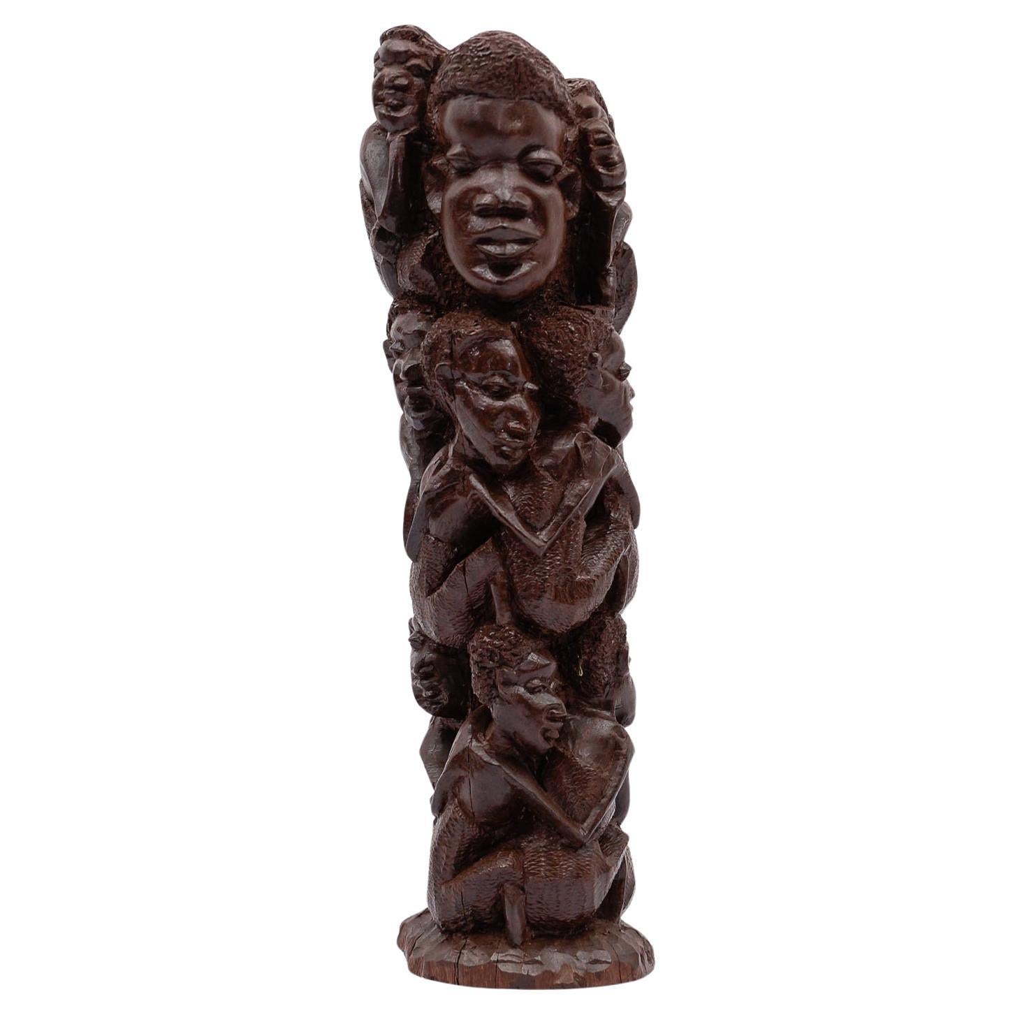 Vintage African art Arbre de famille Makonde tanzanien en bois de fer (ébène ??) sculpté à la main en vente