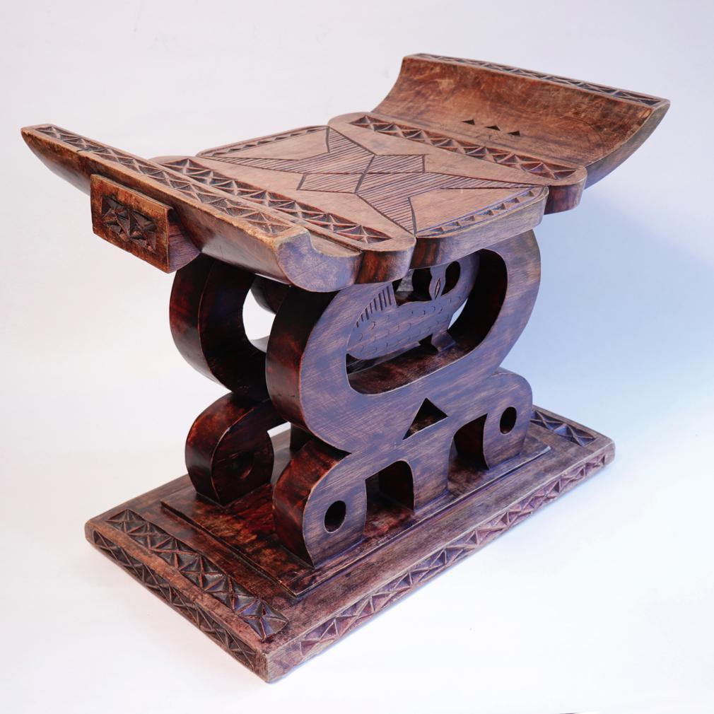 Wood  Vintage African Ashanti Stool, Asegua, Ghana, Late 20th Century For Sale