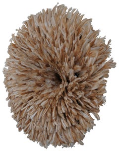 Vintage African Bamileke Juju Feather Hat Wall Hanging Medallion Boho