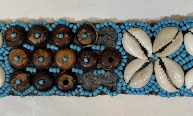 Vintage African Beaded Tie Waist Belt in Turquoise Seed 