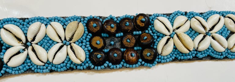 Vintage African Beaded Tie Waist Belt in Turquoise Seed  display picture 3