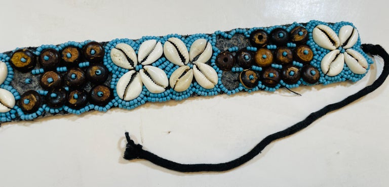 Brown and Turquoise Beaded Shell Belt Size S Turquoise Belt – Bayou with Love main image 4