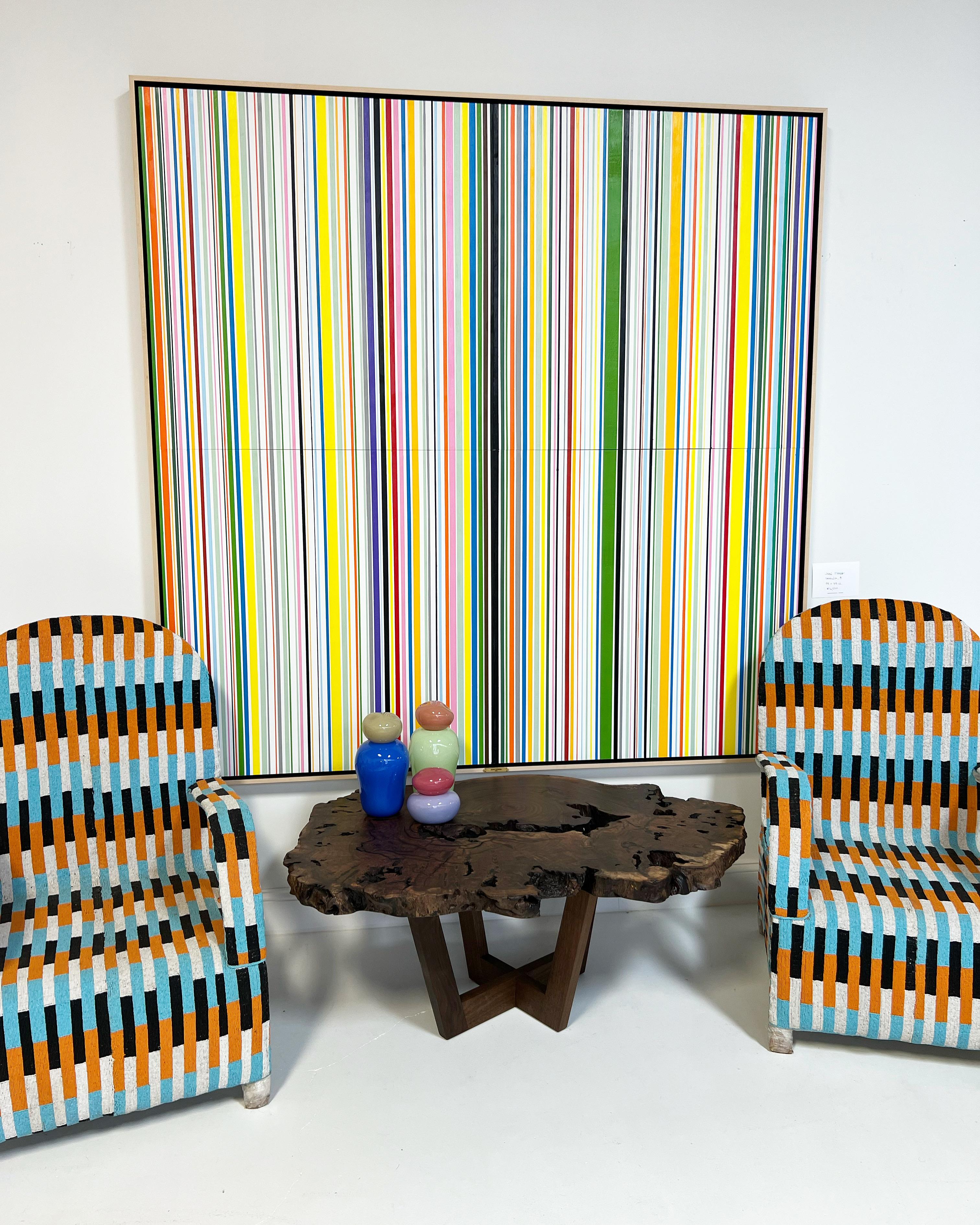 Afrikanischer Yoruba-Stuhl mit Perlenbesatz, mehrfarbig, 2 Stühle verfügbar im Angebot 5