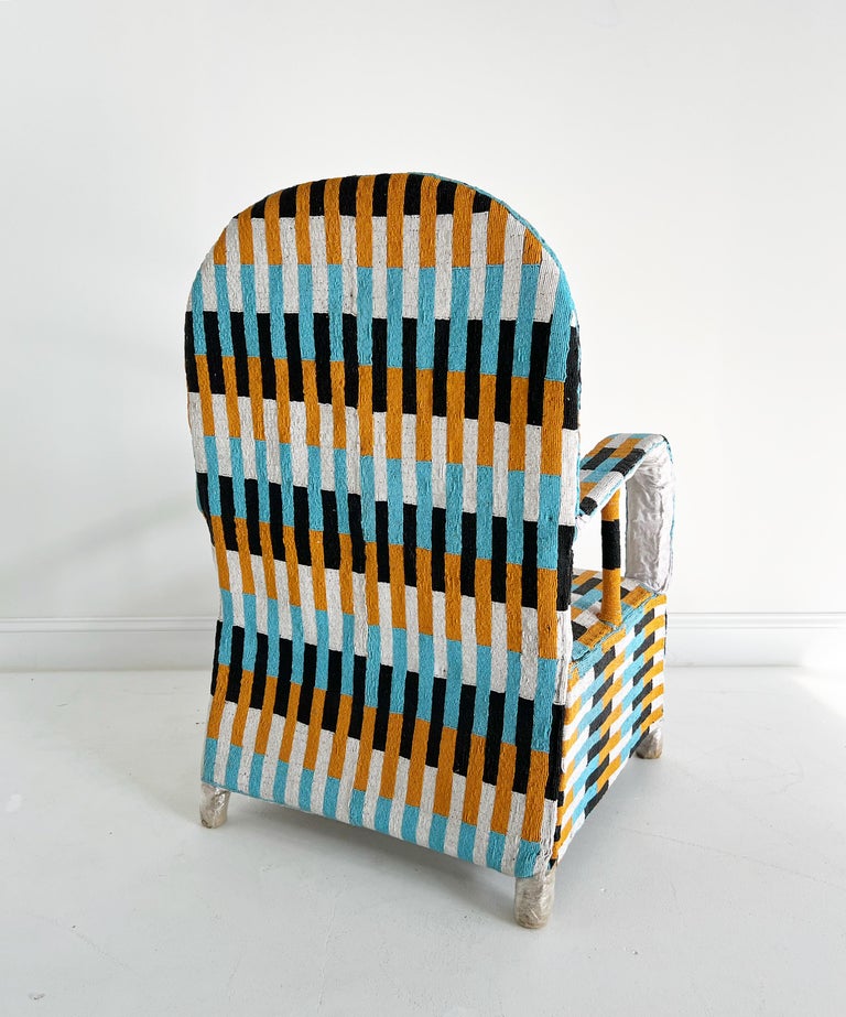 Vintage African Beaded Yoruba Chair, Multicolor 2 Chairs Available