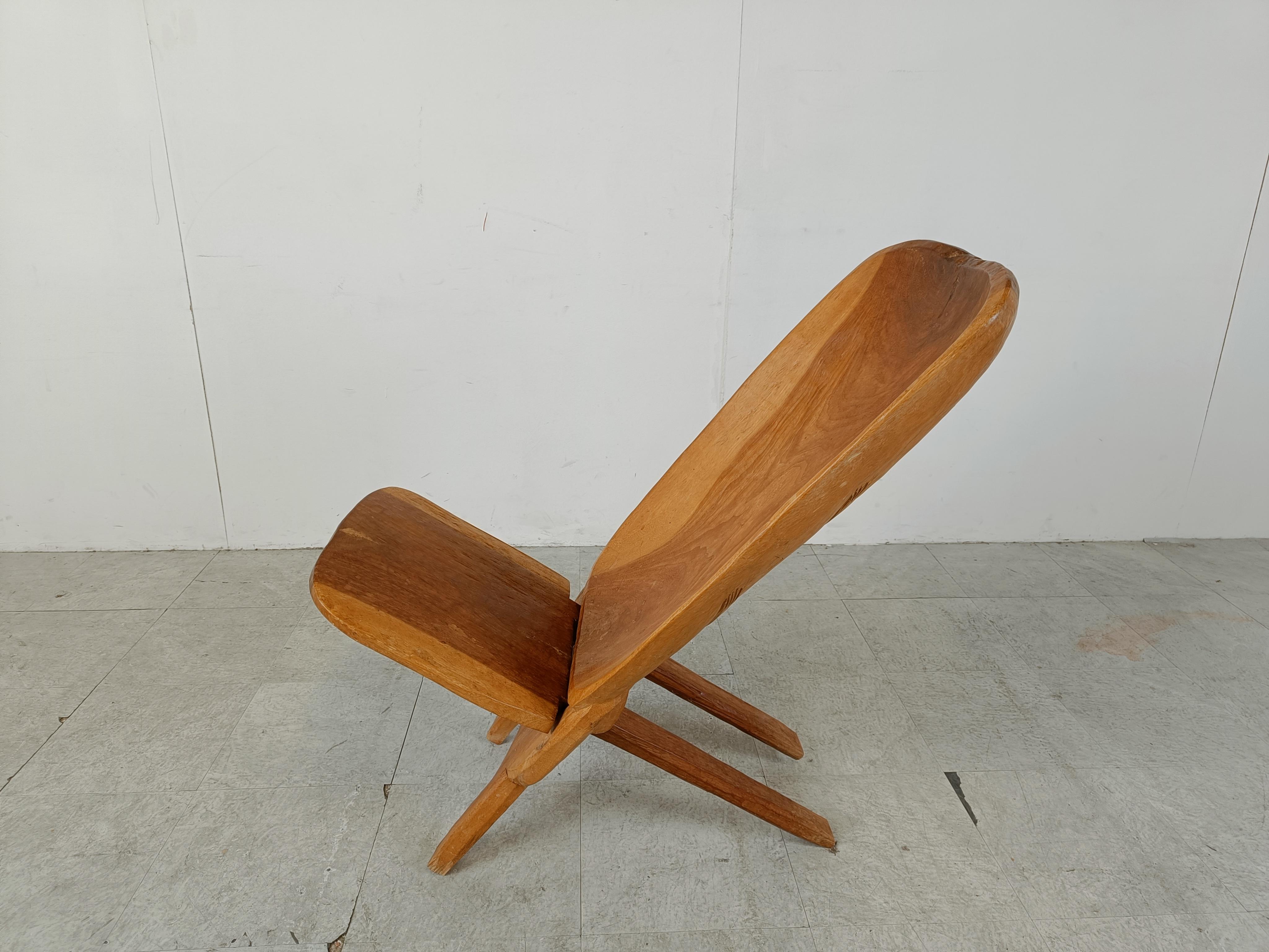 Bois Chaise d'inséparation africaine vintage, années 1960  en vente