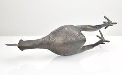 Figurina di gallo africano vintage in bronzo Ife Benin Nigeria Arte popolare primitiva