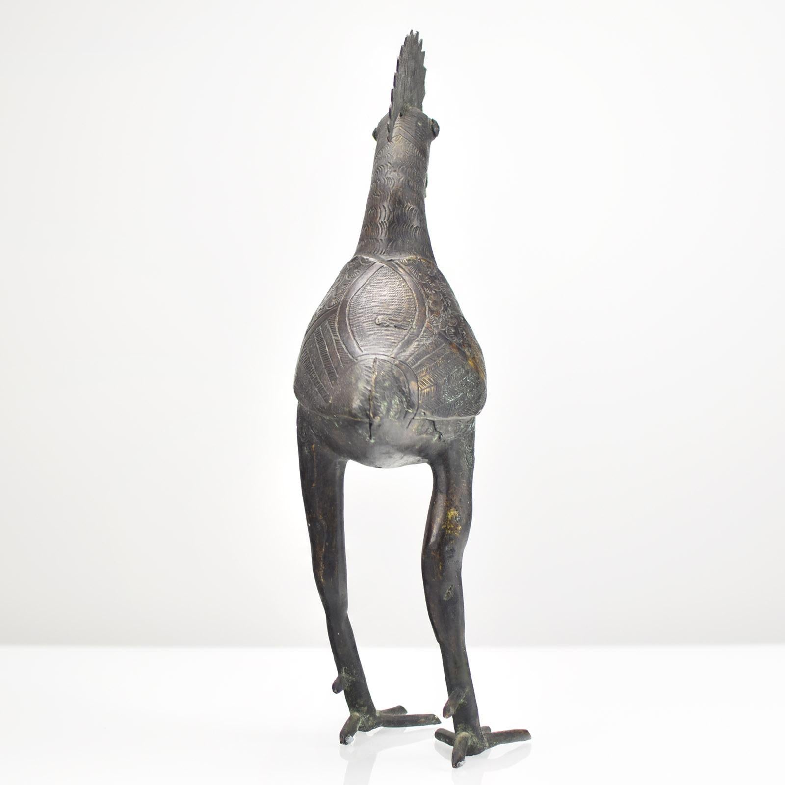 Béninois Figurine de coq africaine en bronze Ife Benin Nigeria Primitive Folk Art en vente