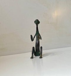 Vintage African Bronze Sculpture of a Drummer, 1970s